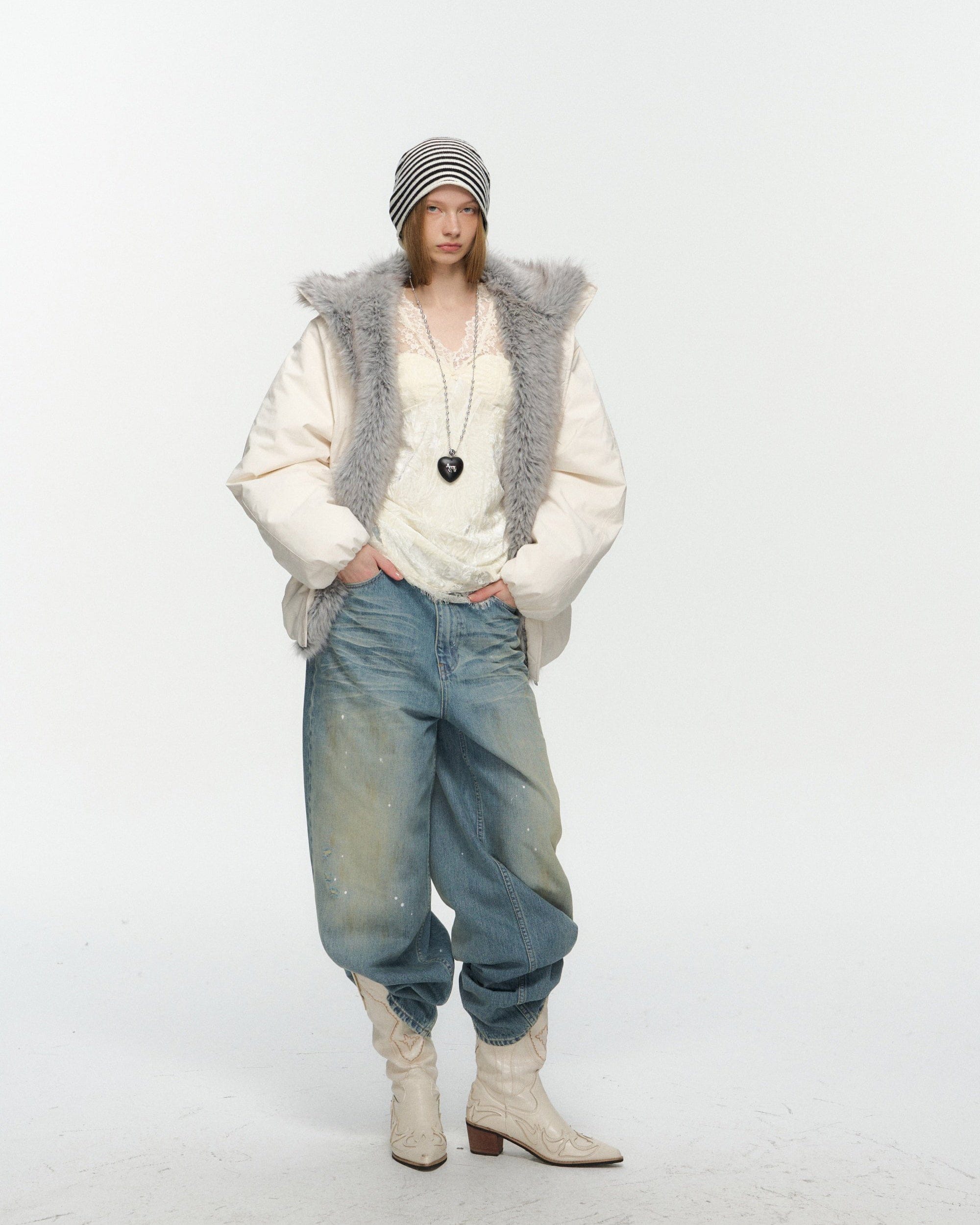 10AMSOTIIIIIIRED Washed Diamond Whisker Baggy Jeans