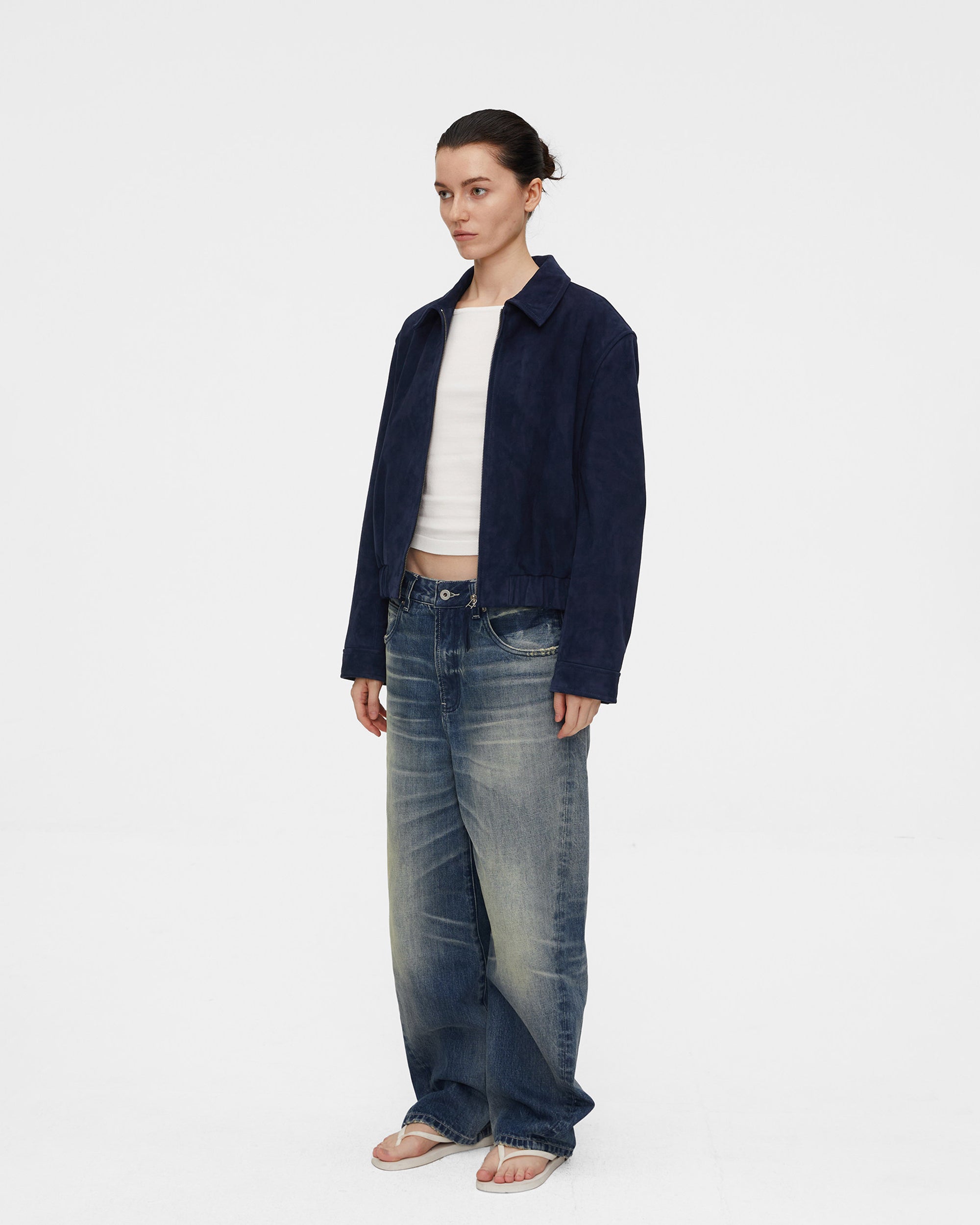 COMMAND N Washed Double Whisker Low-Rise Straight Jeans