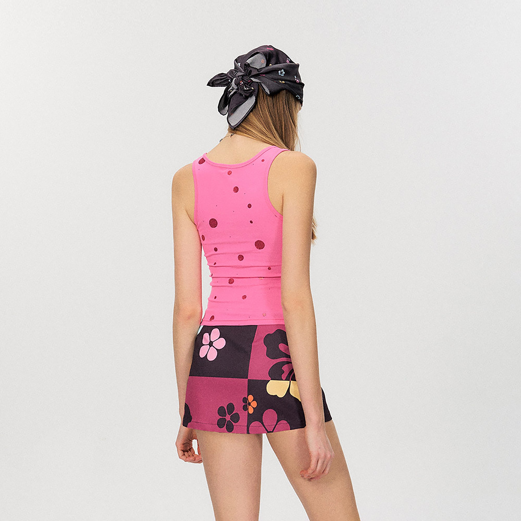 THE NEVERMORE Retro Foil Polka Dot Rib Tank Top