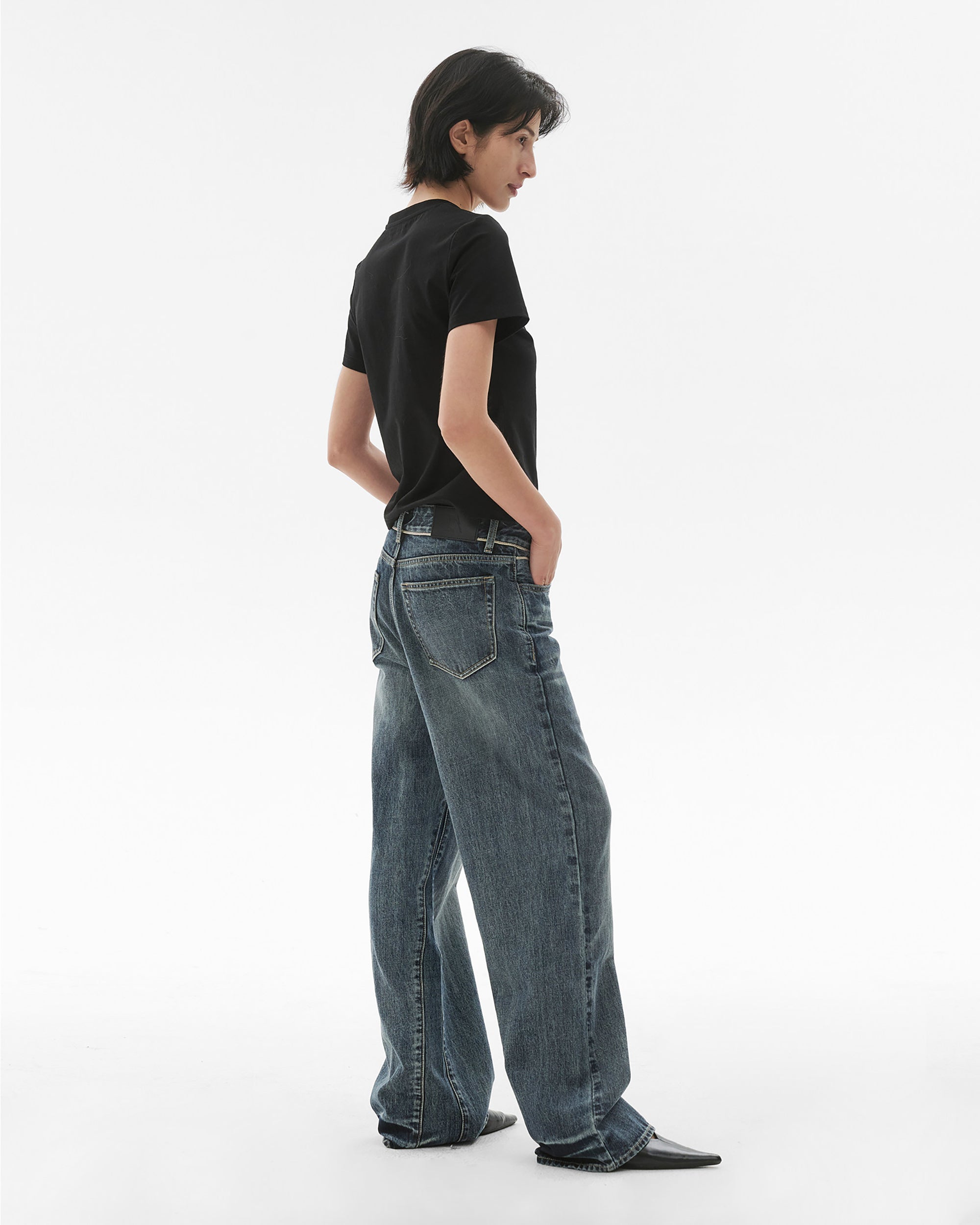 COMMAND N Retro Washed Selvedge Wide-Leg Jeans