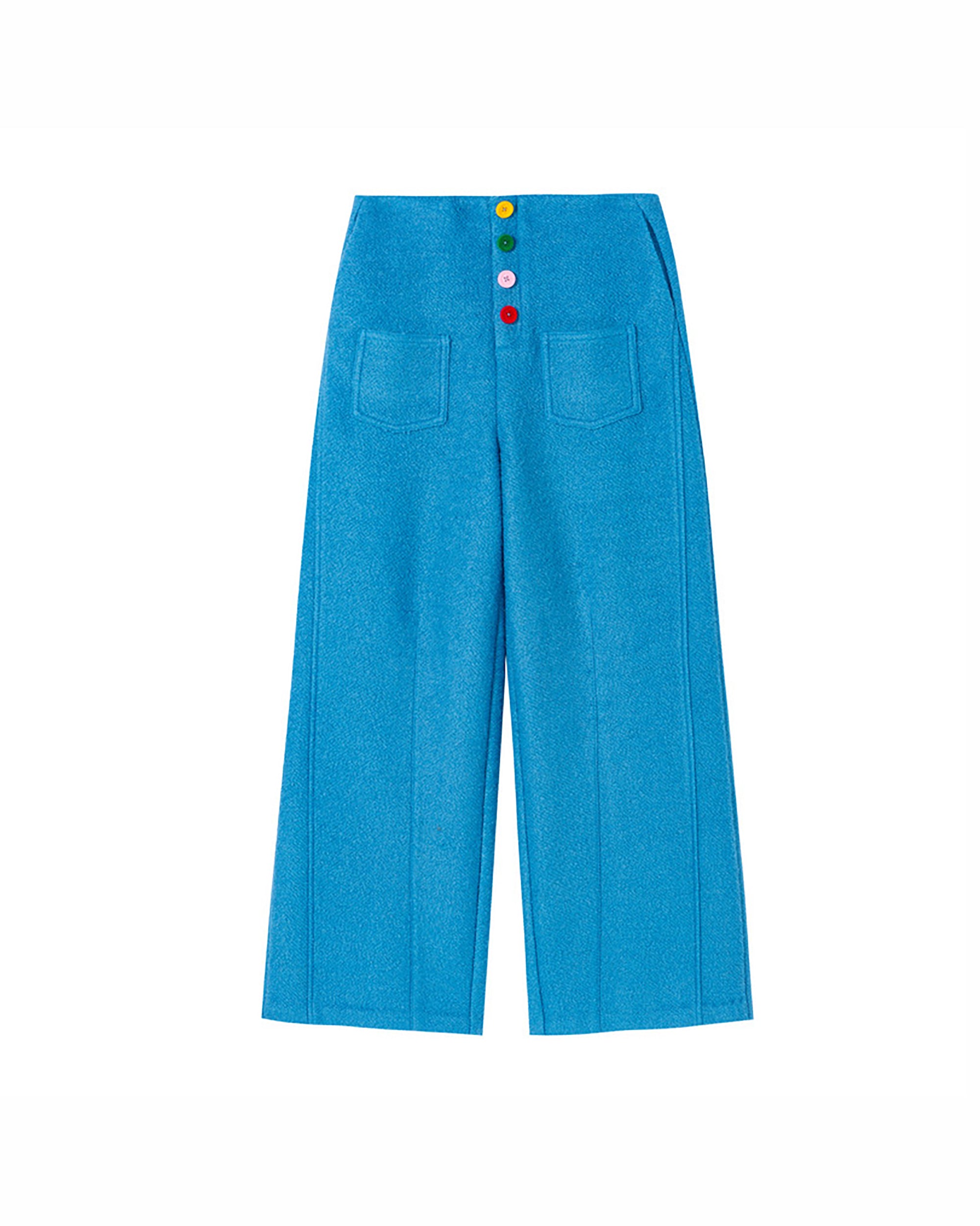 SOFITTE Wool-Blend Color Button Wide-Leg Pants