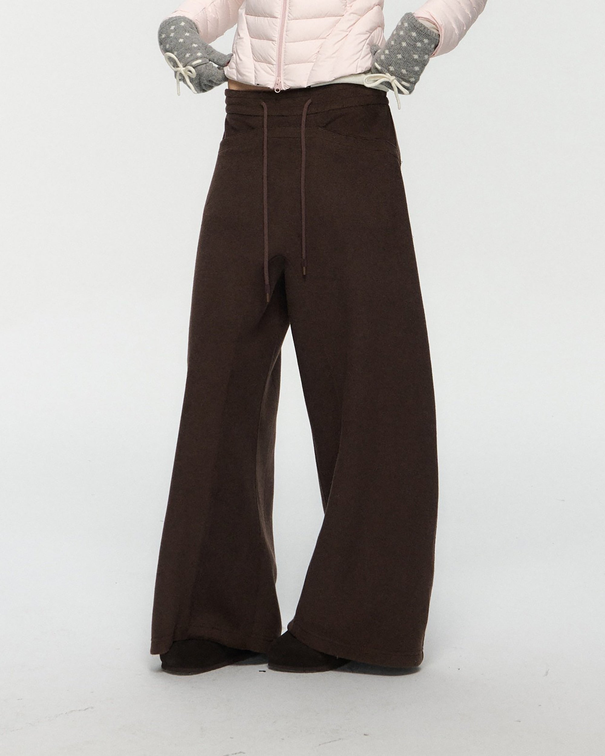 10AMSOTIIIIIIRED Classic Drawstring Wide-Leg Pants