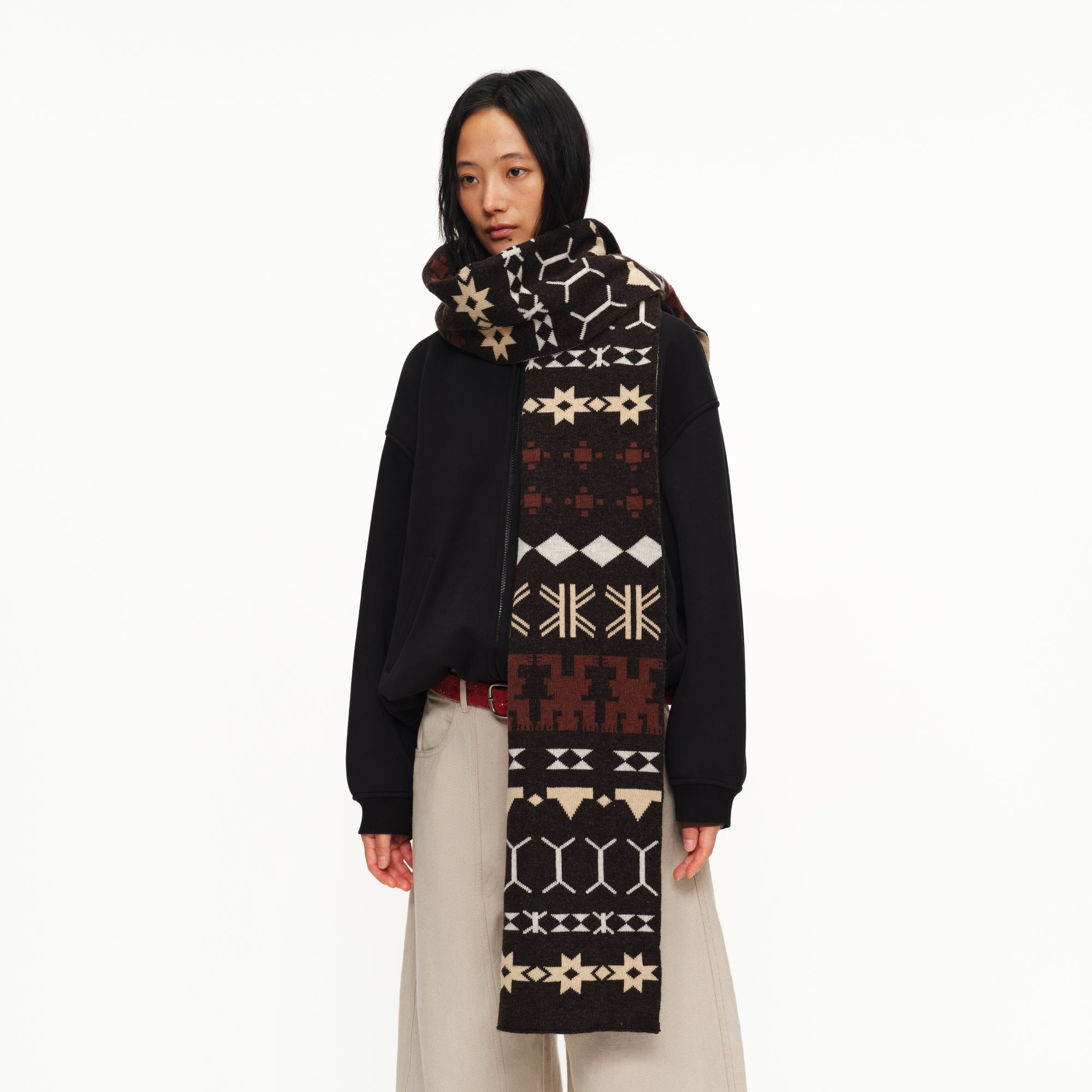 OINIMI Fair Isle Jacquard Wool-Blend Scarf