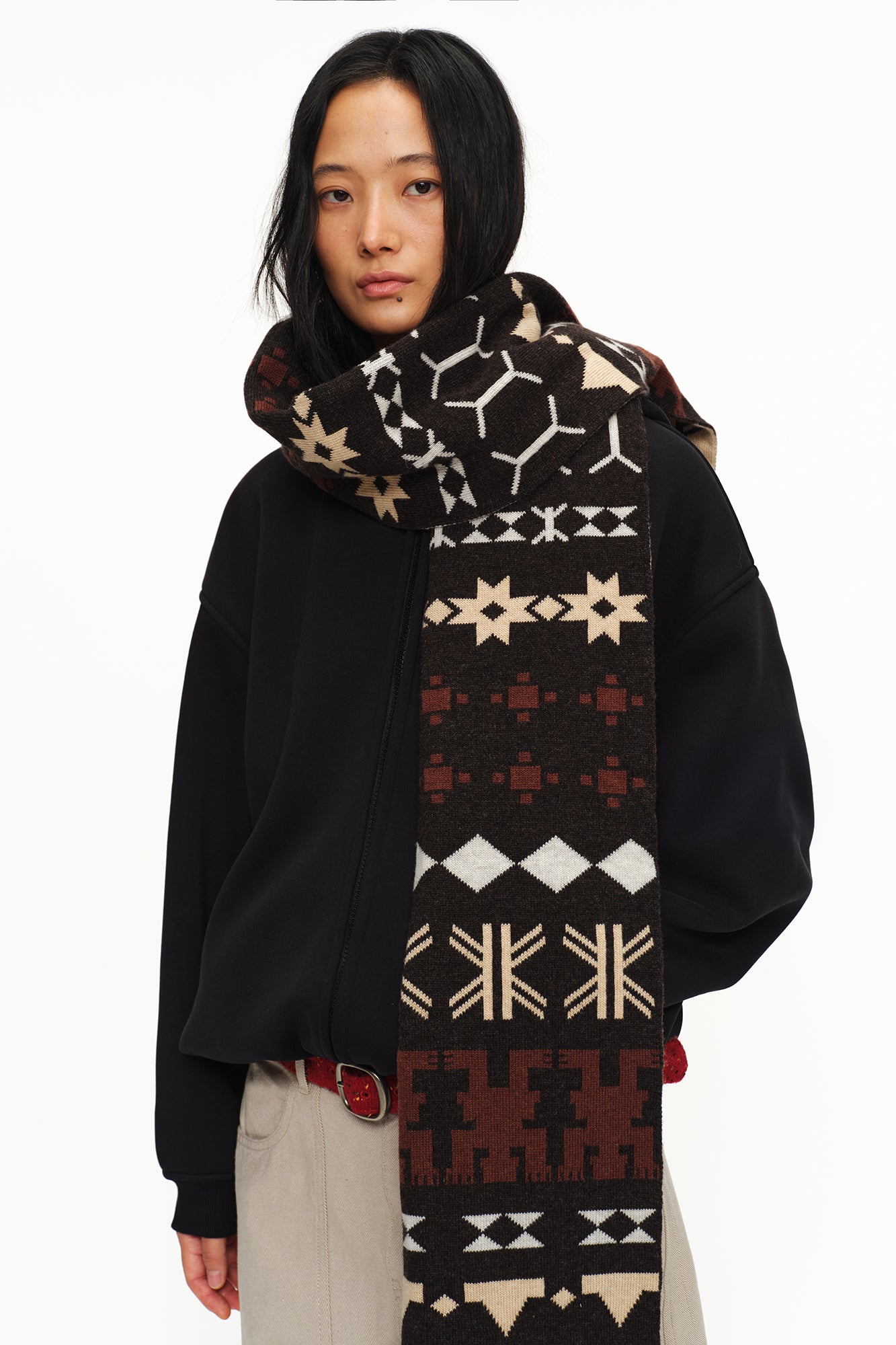 OINIMI Fair Isle Jacquard Wool-Blend Scarf