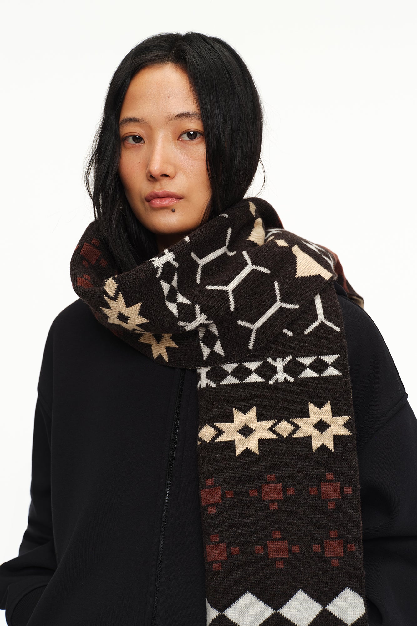 OINIMI Fair Isle Jacquard Wool-Blend Scarf