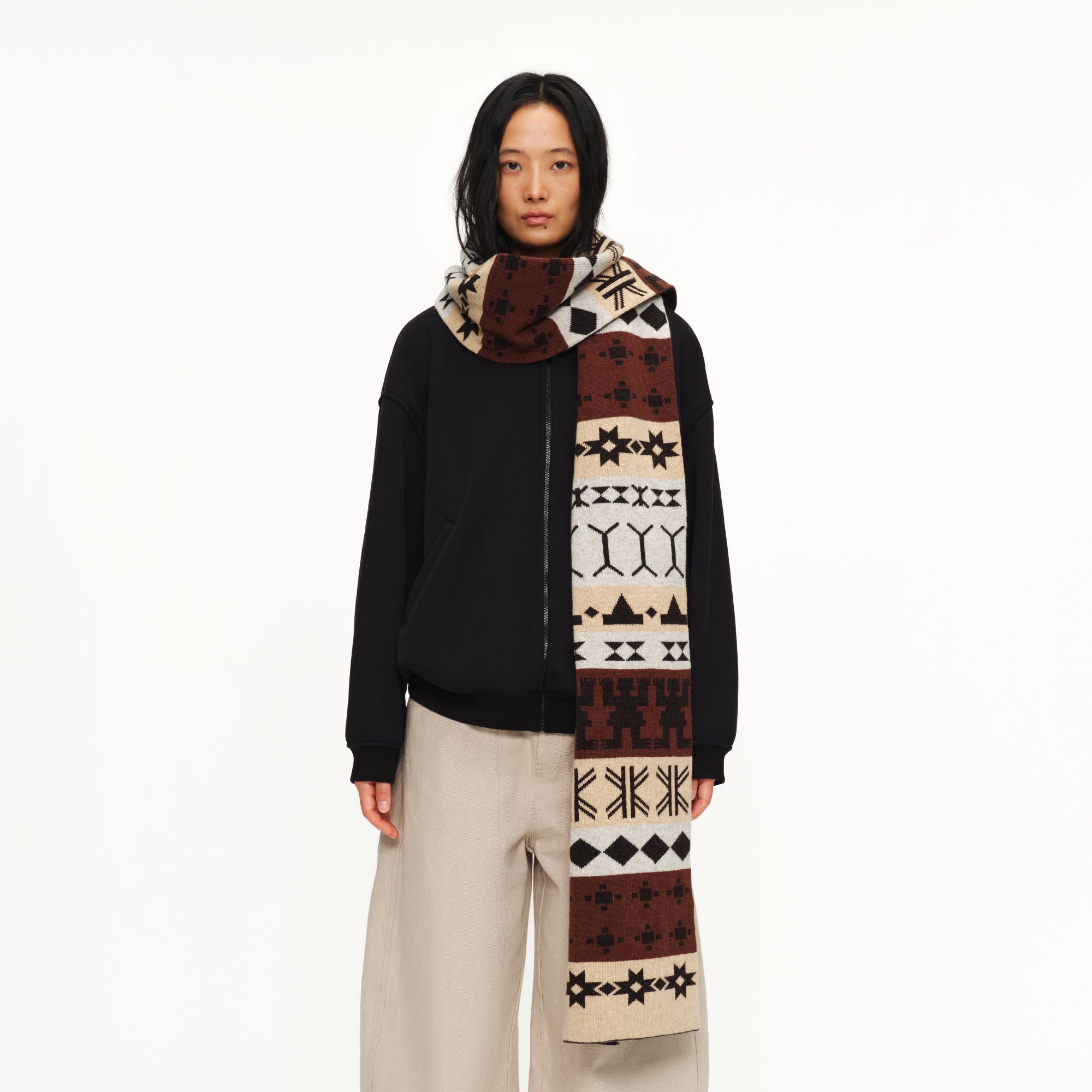 OINIMI Fair Isle Jacquard Wool-Blend Scarf