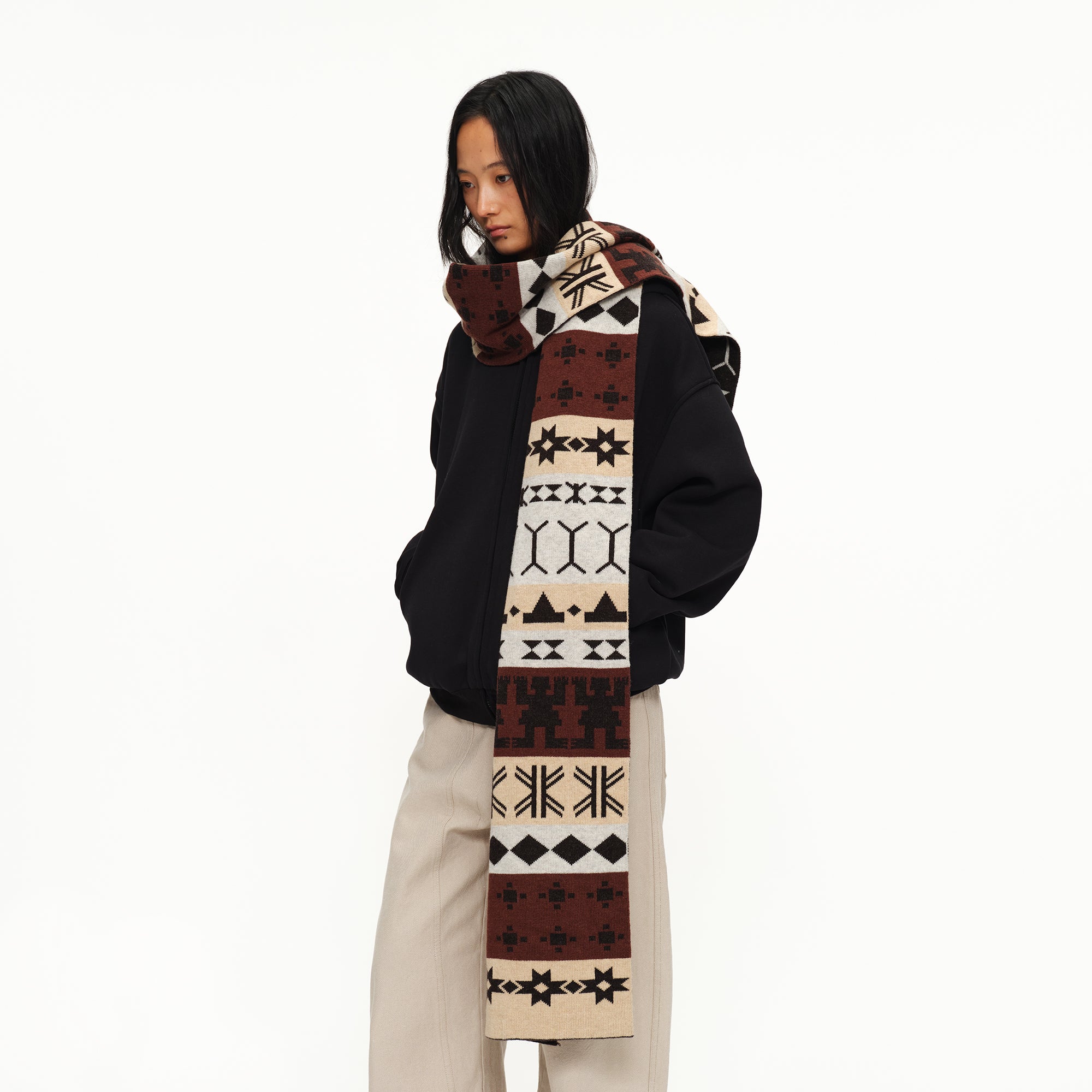 OINIMI Fair Isle Jacquard Wool-Blend Scarf