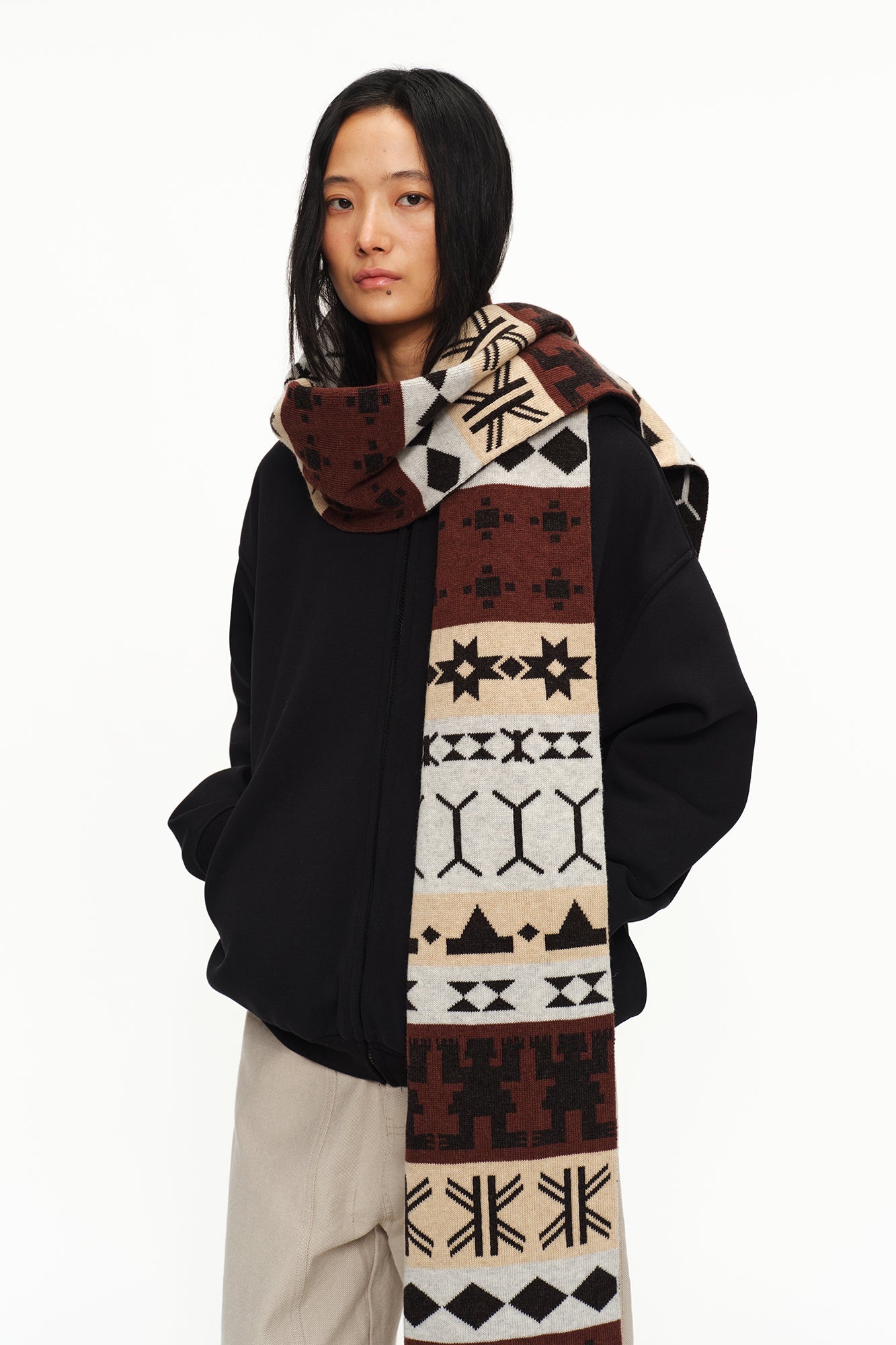 OINIMI Fair Isle Jacquard Wool-Blend Scarf