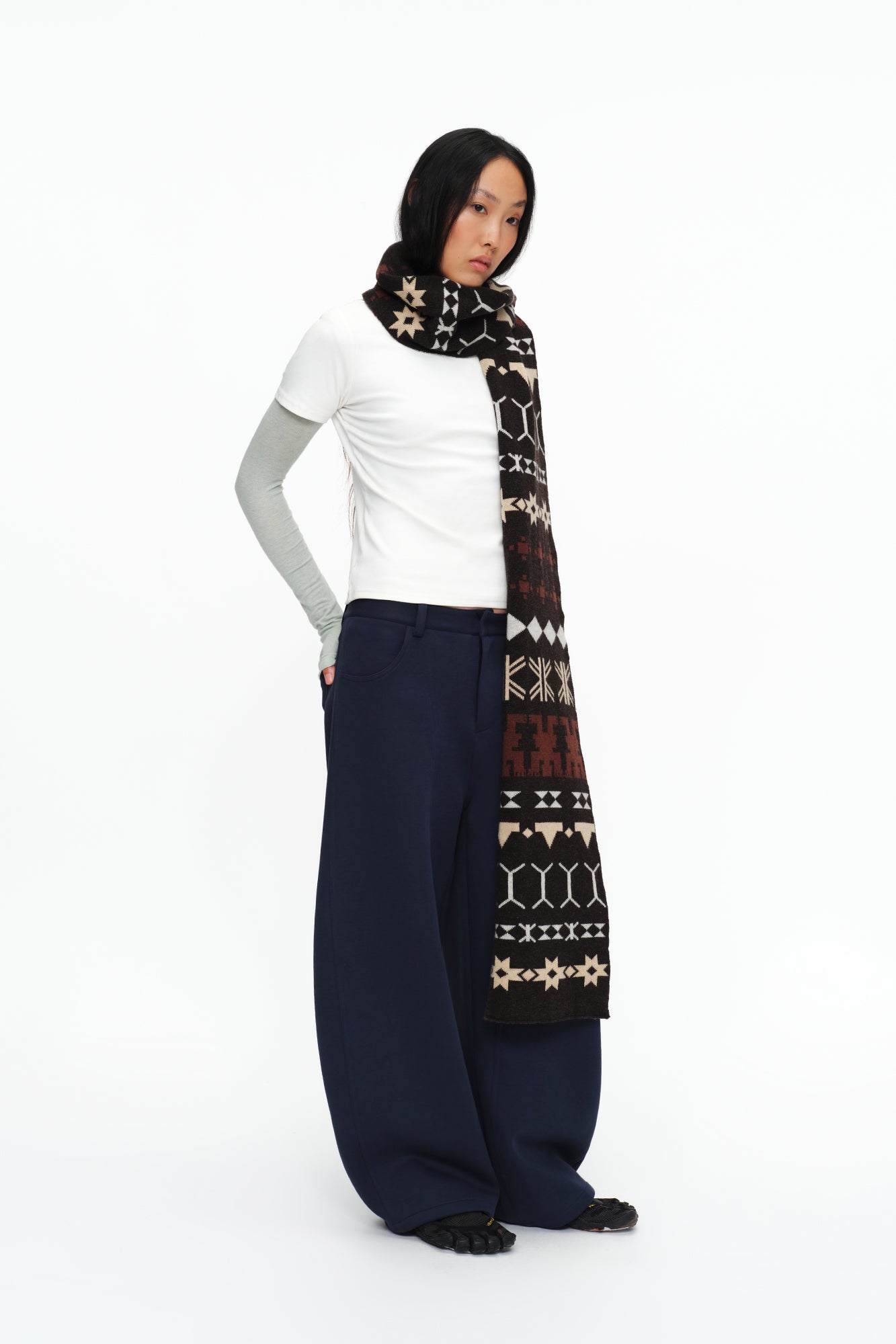 OINIMI Fair Isle Jacquard Wool-Blend Scarf