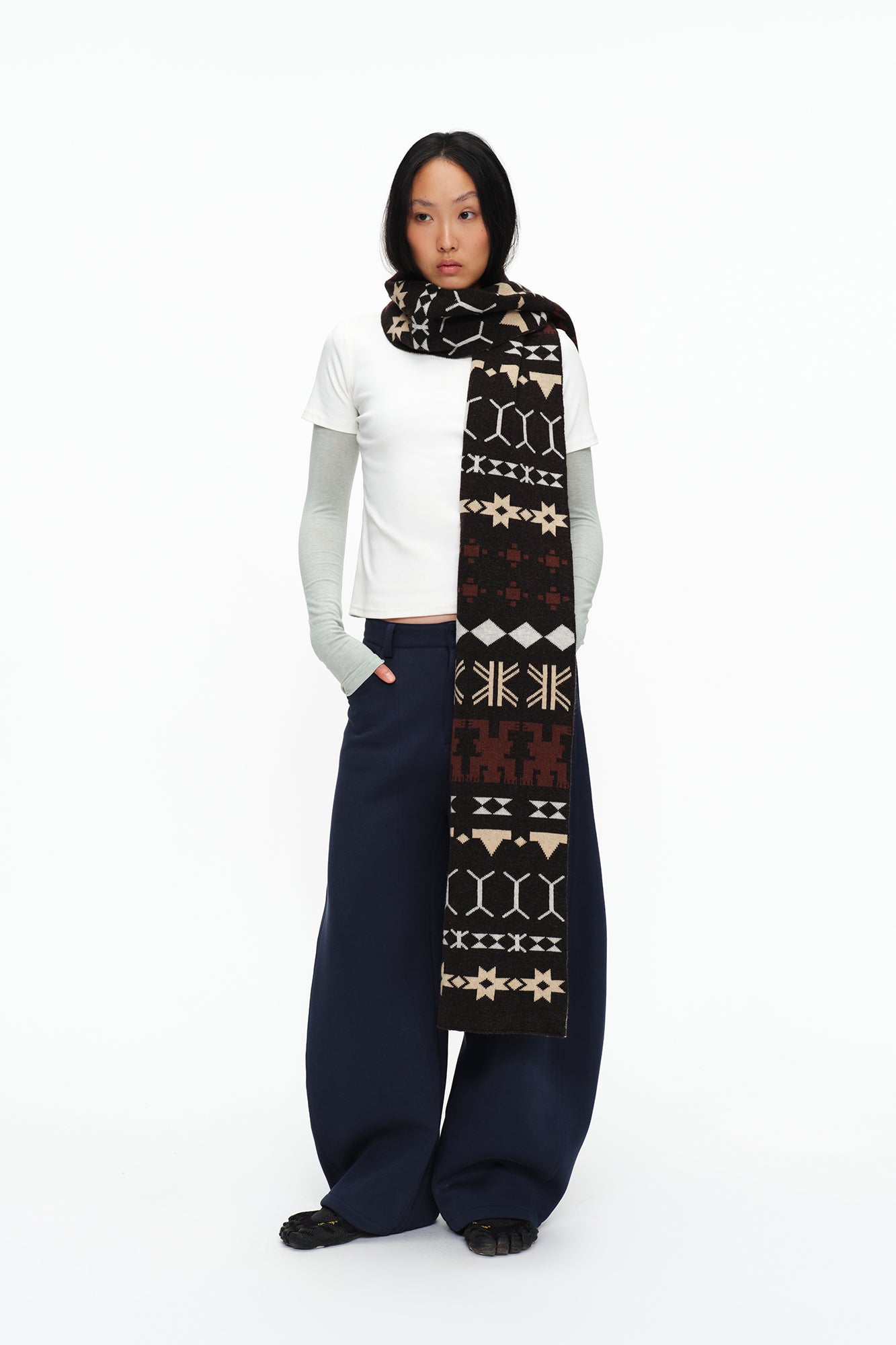 OINIMI Fair Isle Jacquard Wool-Blend Scarf