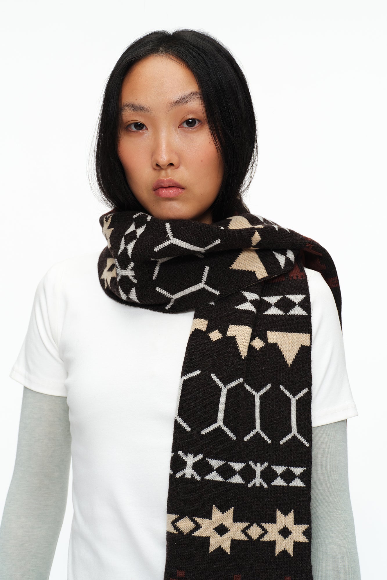OINIMI Fair Isle Jacquard Wool-Blend Scarf