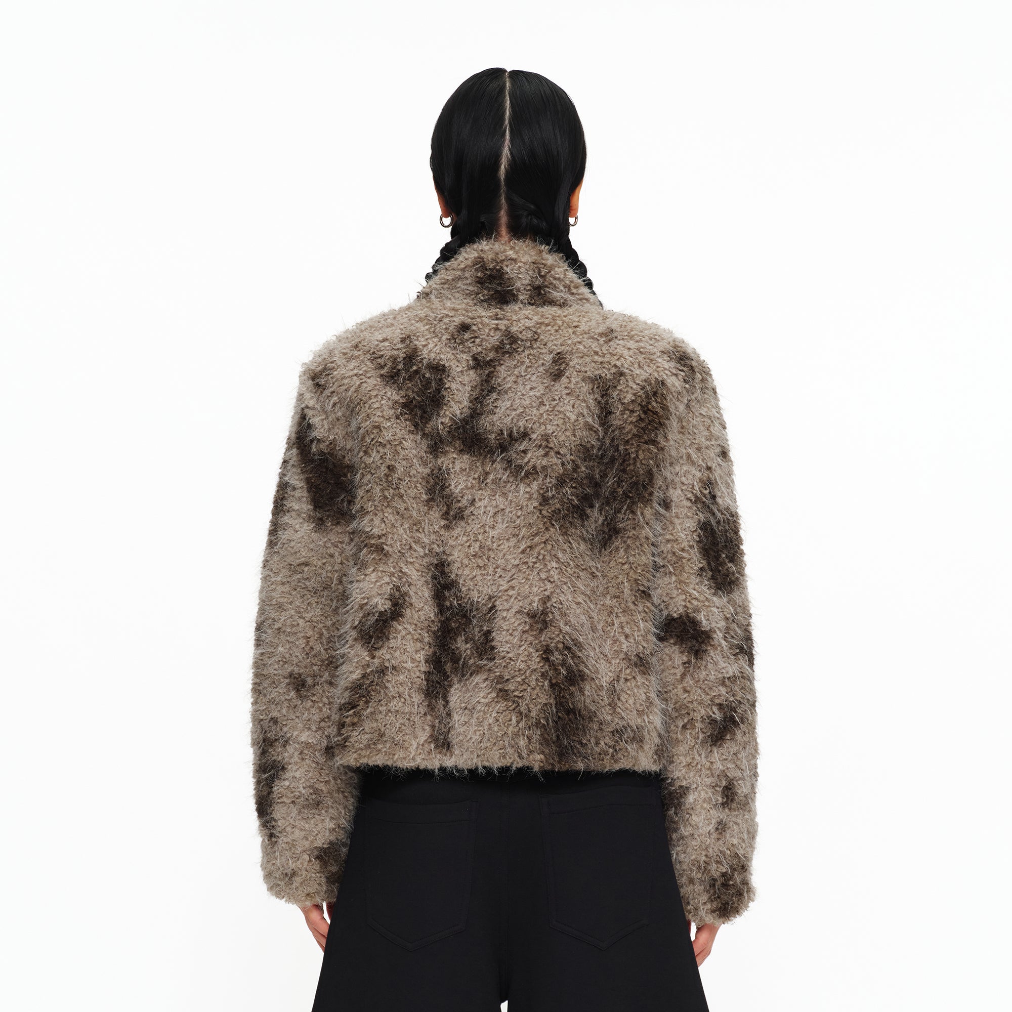 OINIMI Shaggy Tie-Dyed Cropped Jacket