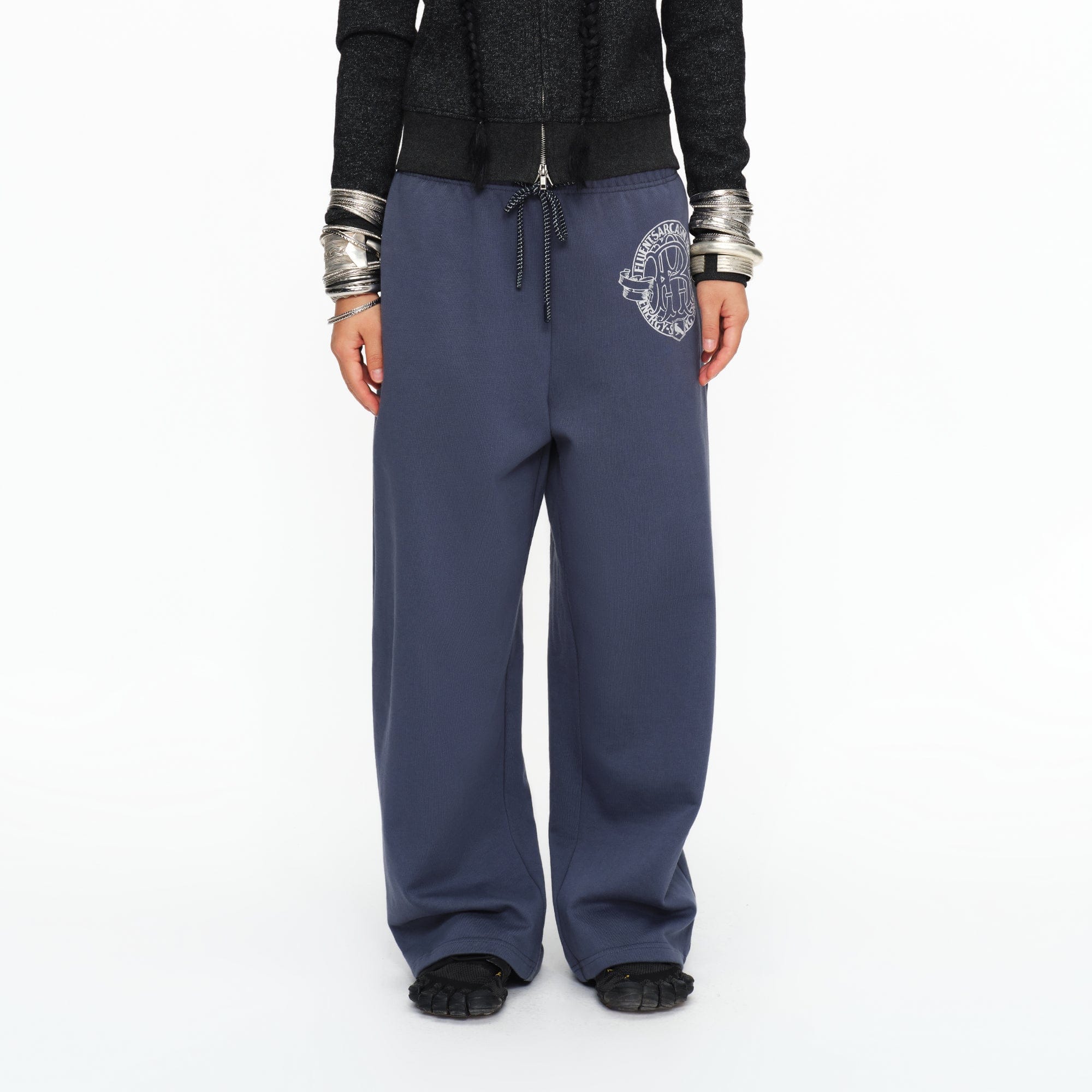 OINIMI Graphic Drawstring Wide-Leg Sweatpants