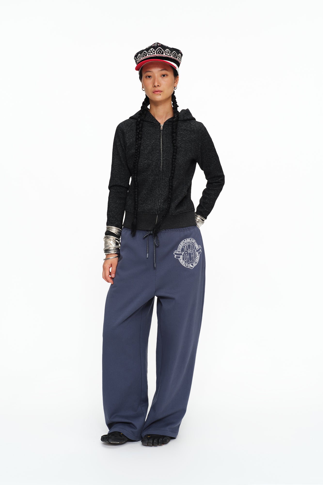 OINIMI Graphic Drawstring Wide-Leg Sweatpants