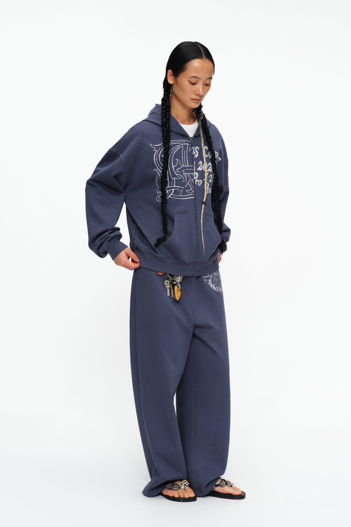 OINIMI Graphic Drawstring Wide-Leg Sweatpants