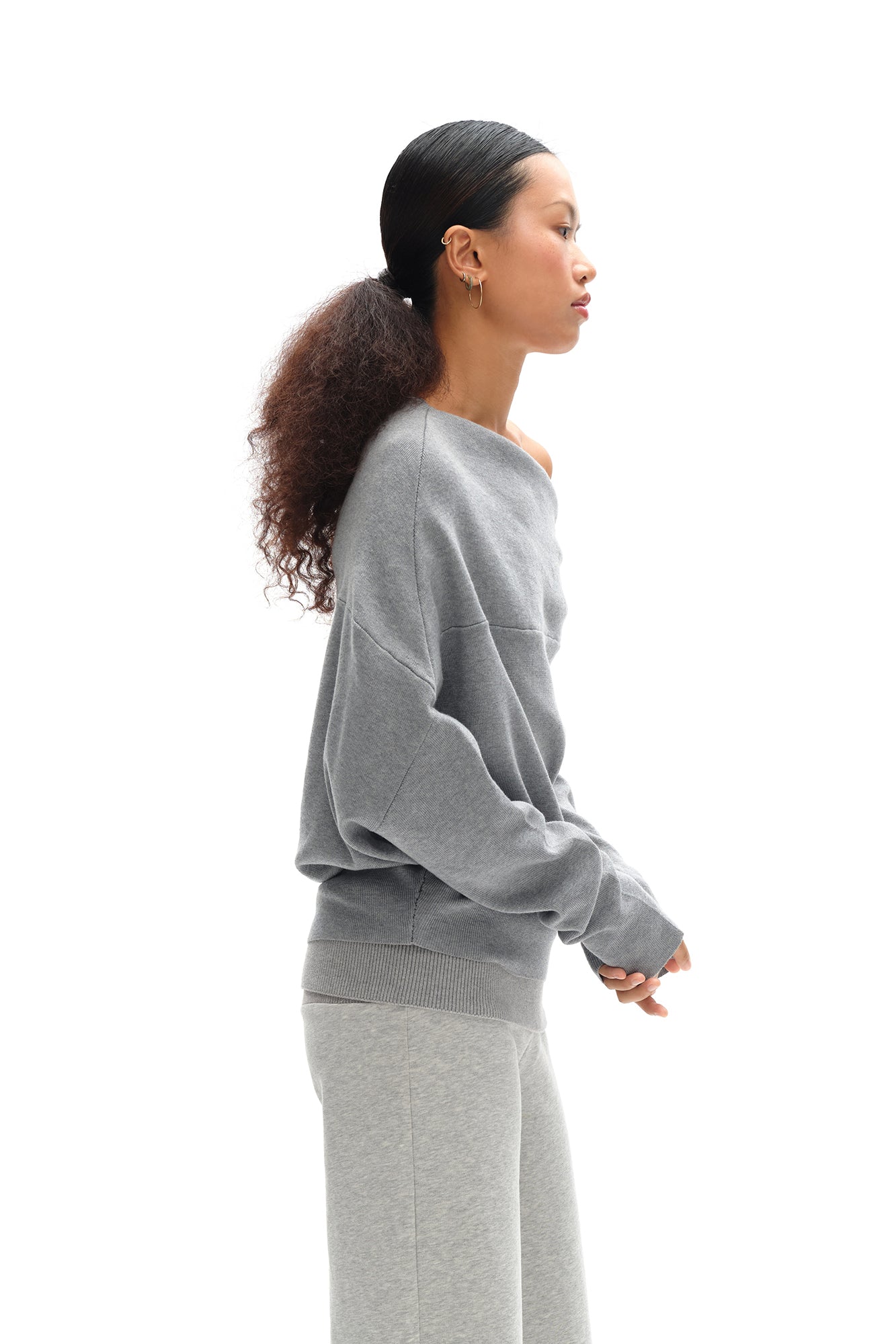 OINIMI Draped Merino Wool-Blend Sweatshirt