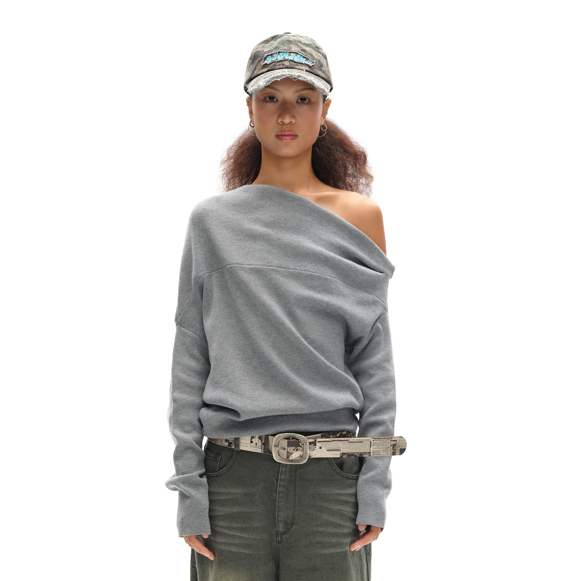 OINIMI Draped Merino Wool-Blend Sweatshirt