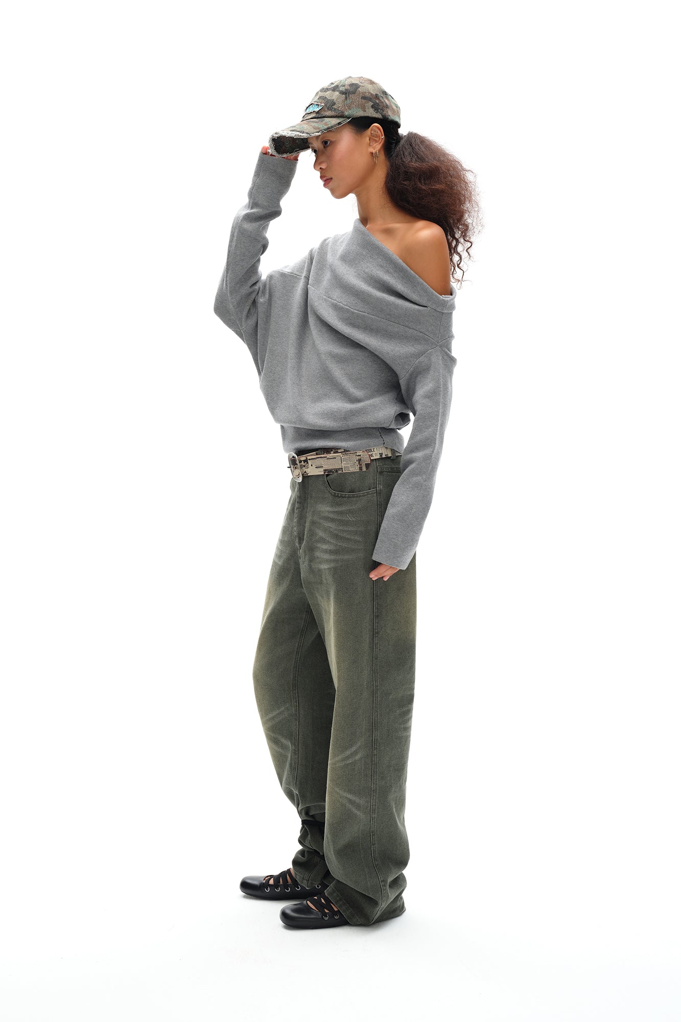 OINIMI Draped Merino Wool-Blend Sweatshirt