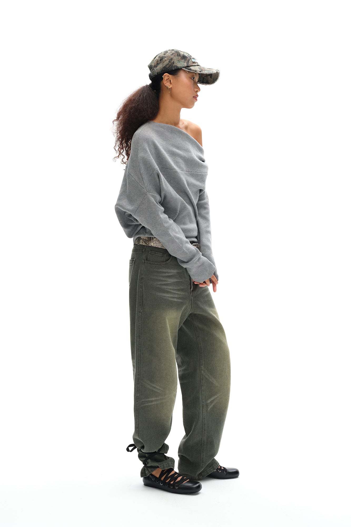 OINIMI Draped Merino Wool-Blend Sweatshirt