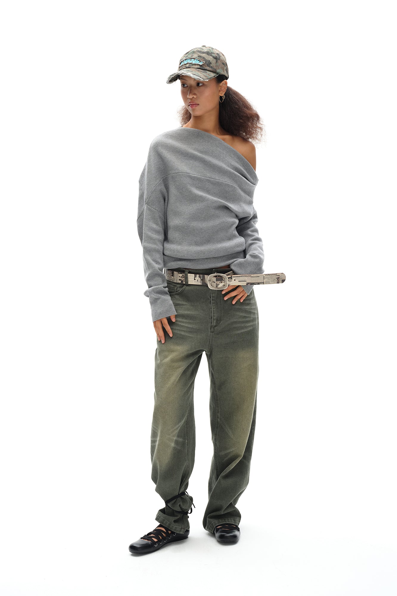 OINIMI Draped Merino Wool-Blend Sweatshirt