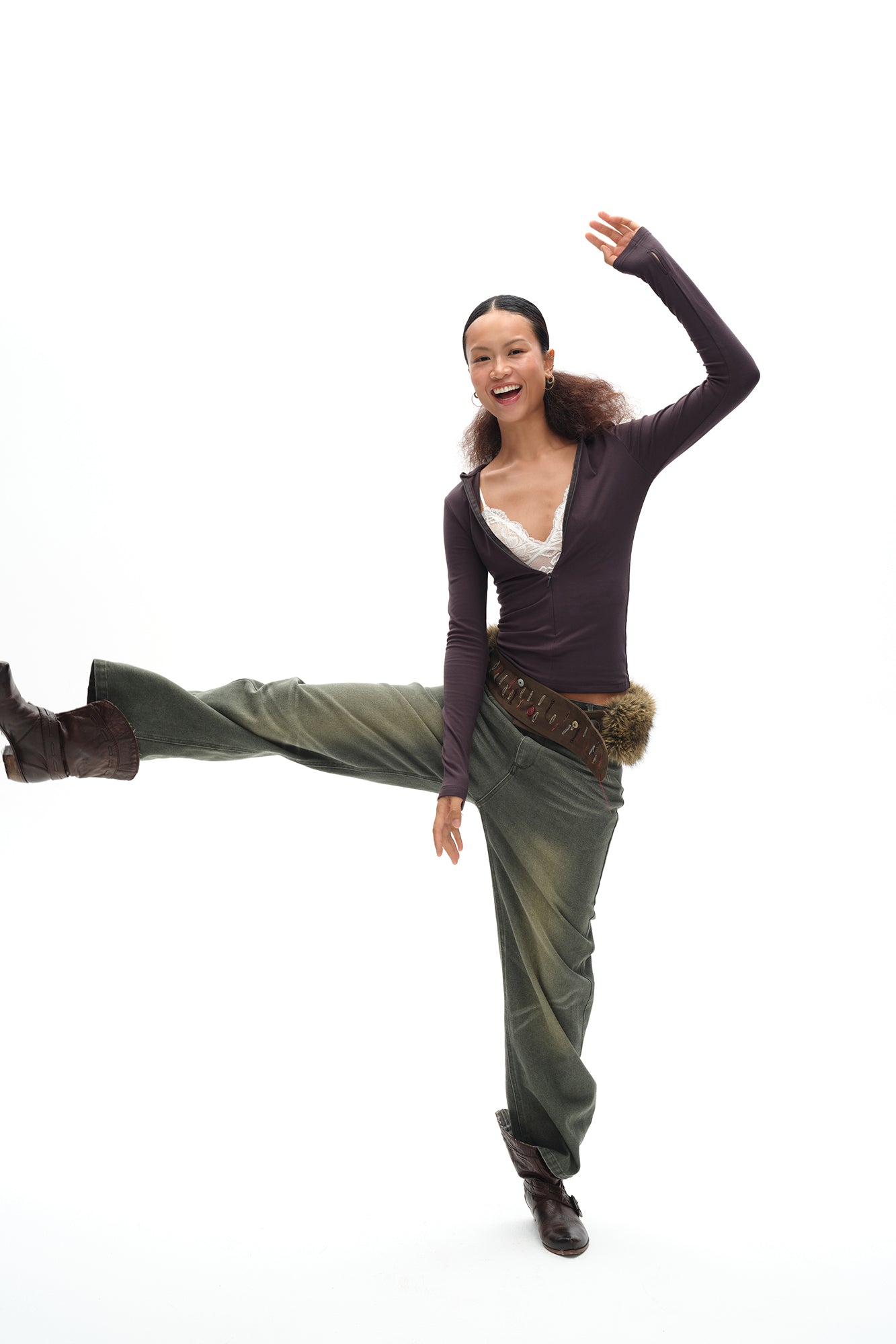 OINIMI Multi-Use Faux Fur Embroidered Belt