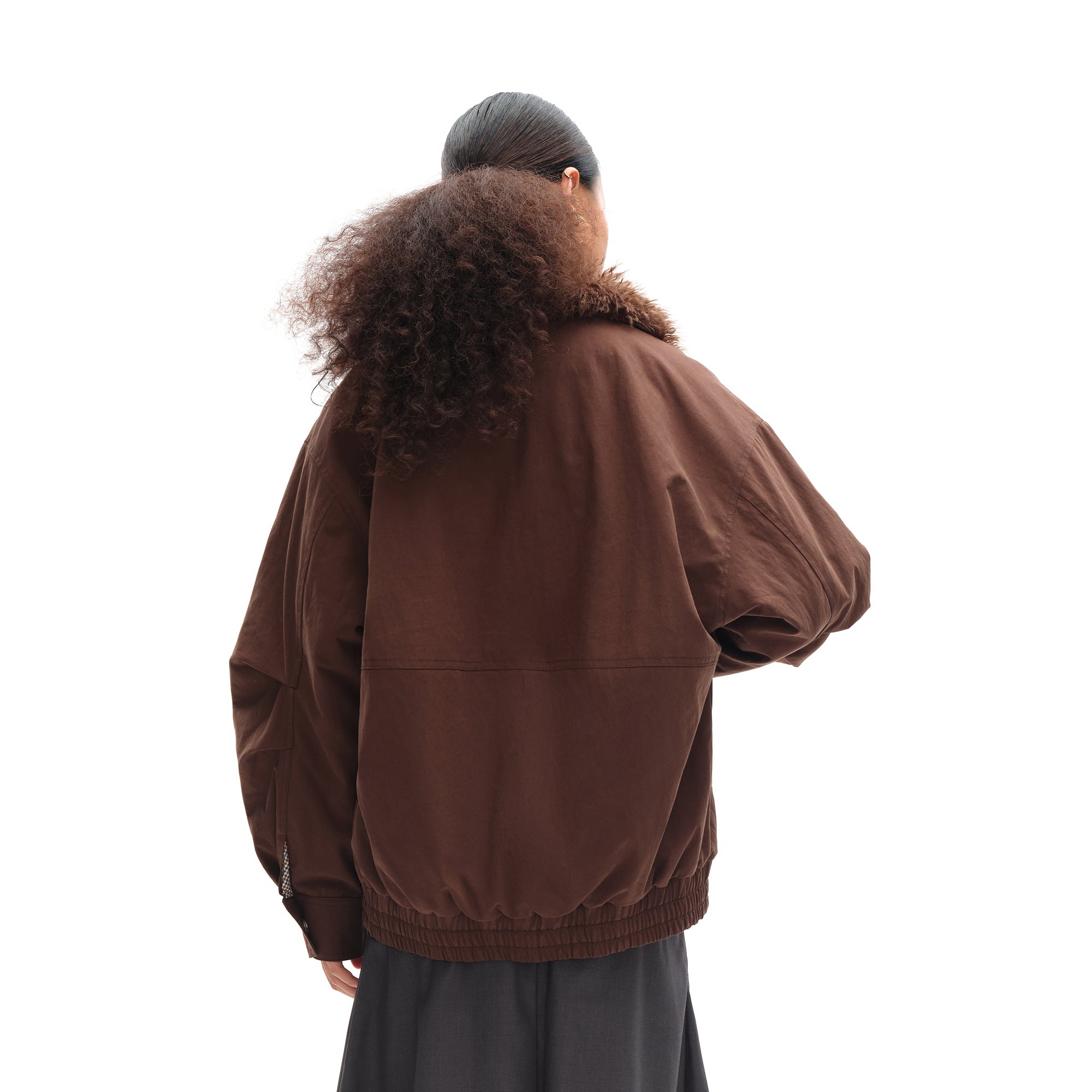 OINIMI Layered Detachable Faux-Fur Harrington Jacket