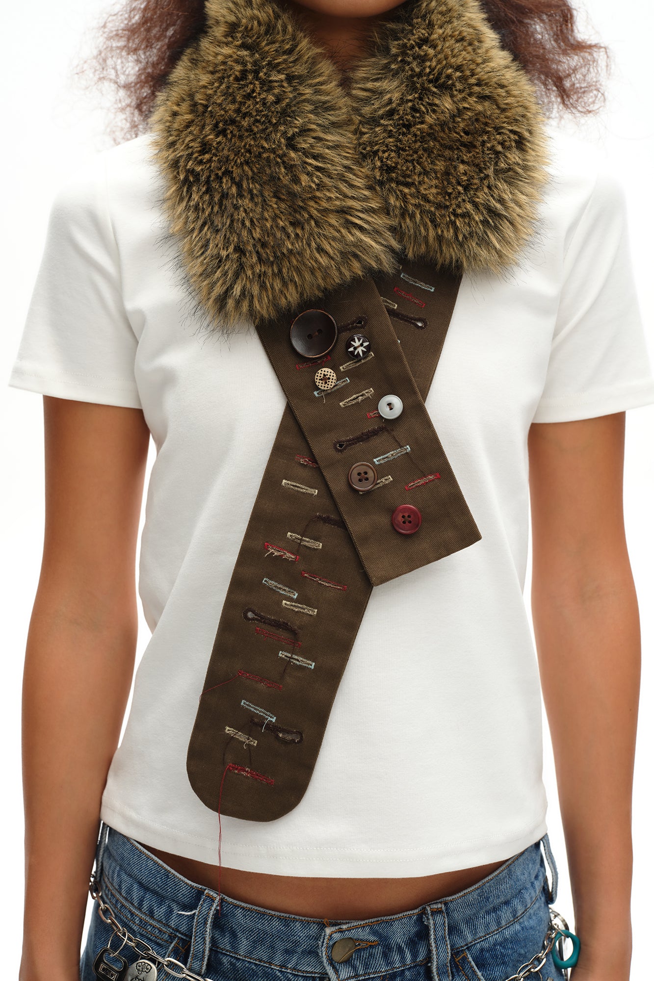 OINIMI Multi-Use Faux Fur Embroidered Belt
