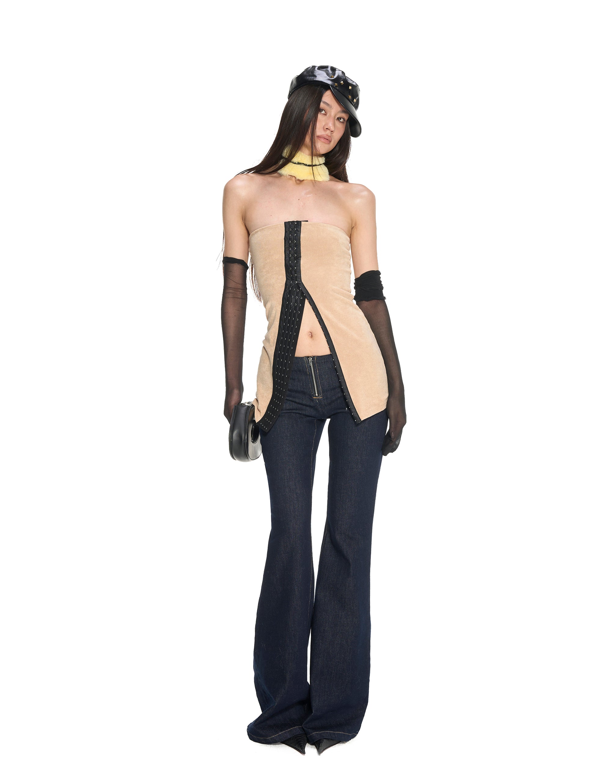 NEVER OFFEND L ANGEL Fleece Terry Multi-Wear Strapless Dress