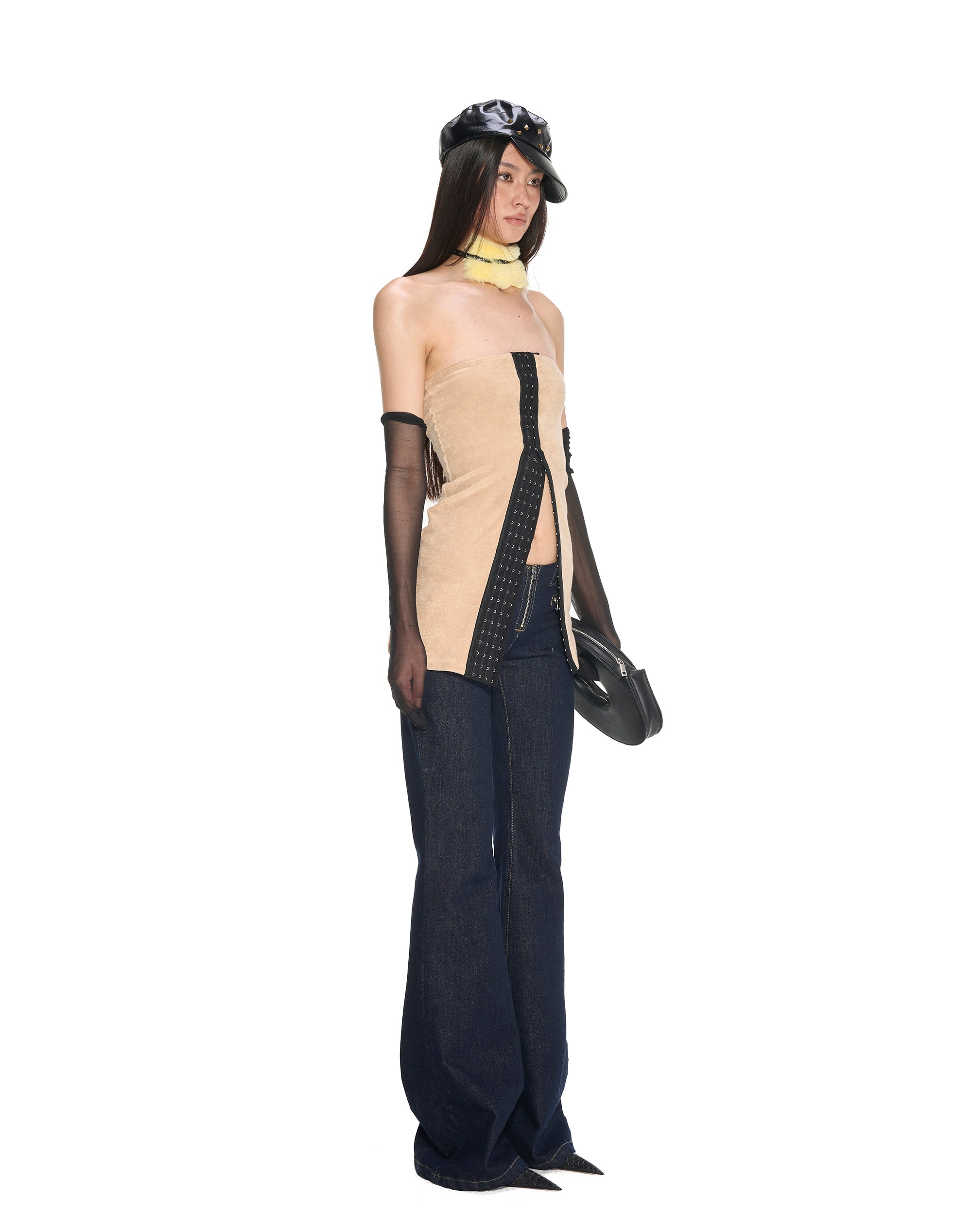 NEVER OFFEND L ANGEL Fleece Terry Multi-Wear Strapless Dress