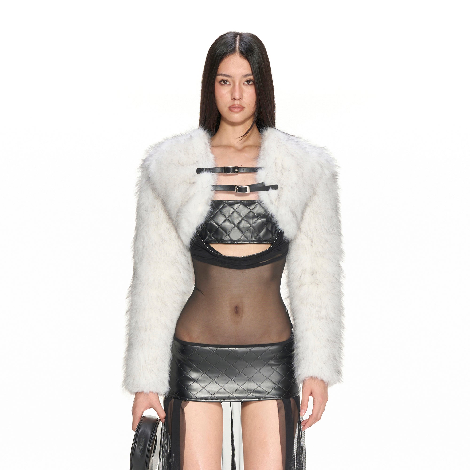 NEVER OFFEND L ANGEL Cropped Faux-Fur Buckle Jacket