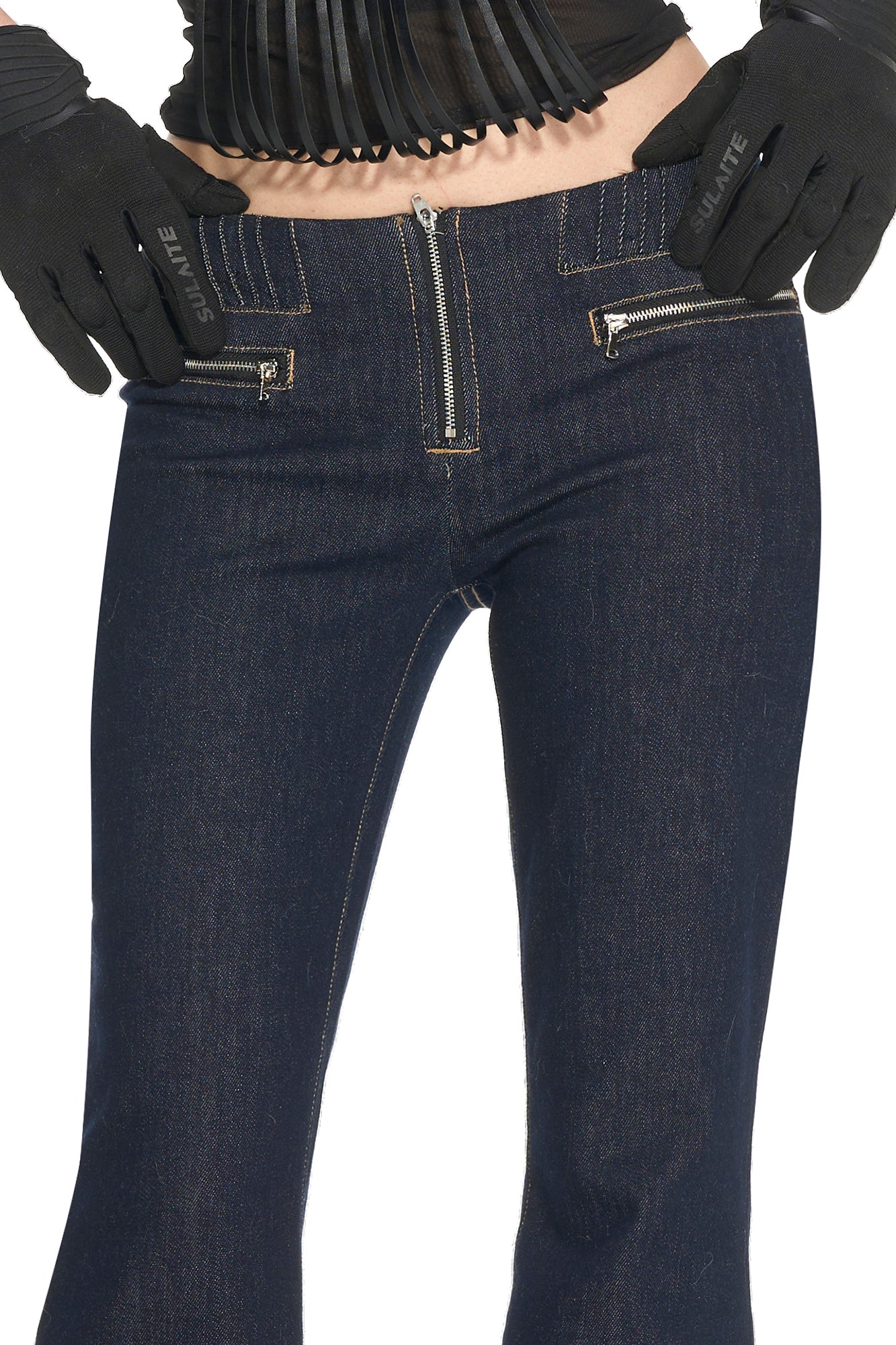 NEVER OFFEND L ANGEL Classic Low-Waist Flared Raw Jeans