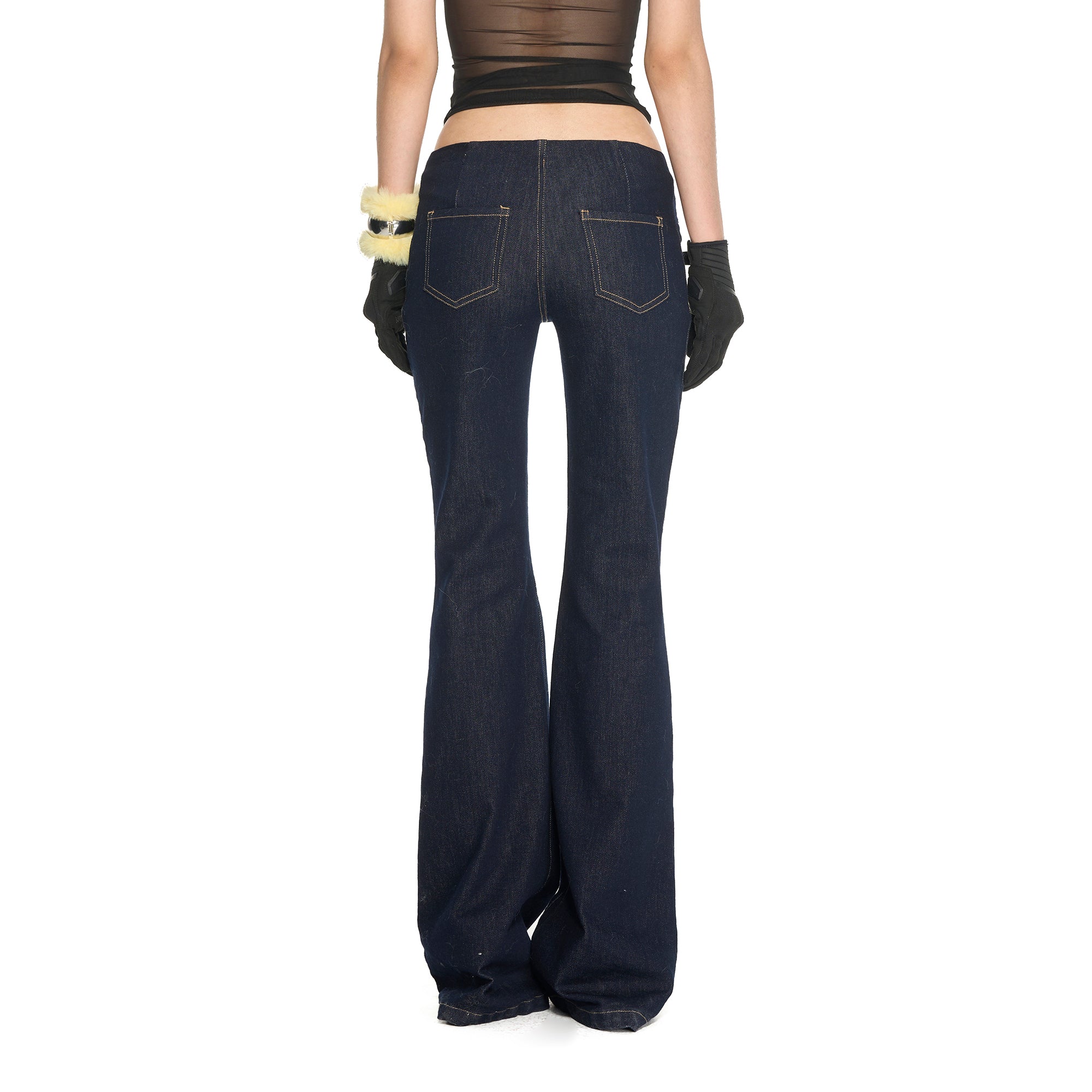 NEVER OFFEND L ANGEL Classic Low-Waist Flared Raw Jeans