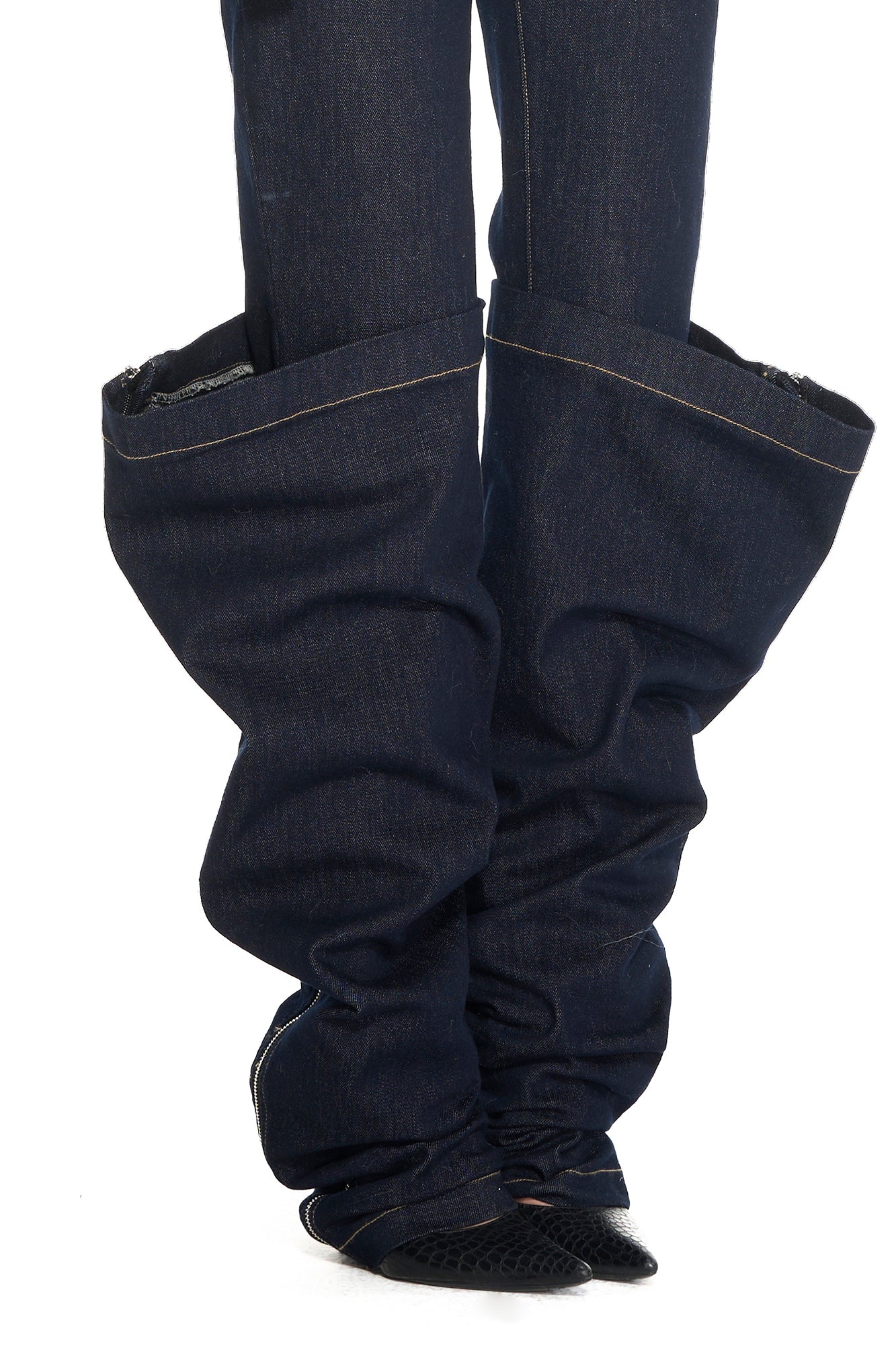 NEVER OFFEND L ANGEL Classic Low-Waist Flared Raw Jeans