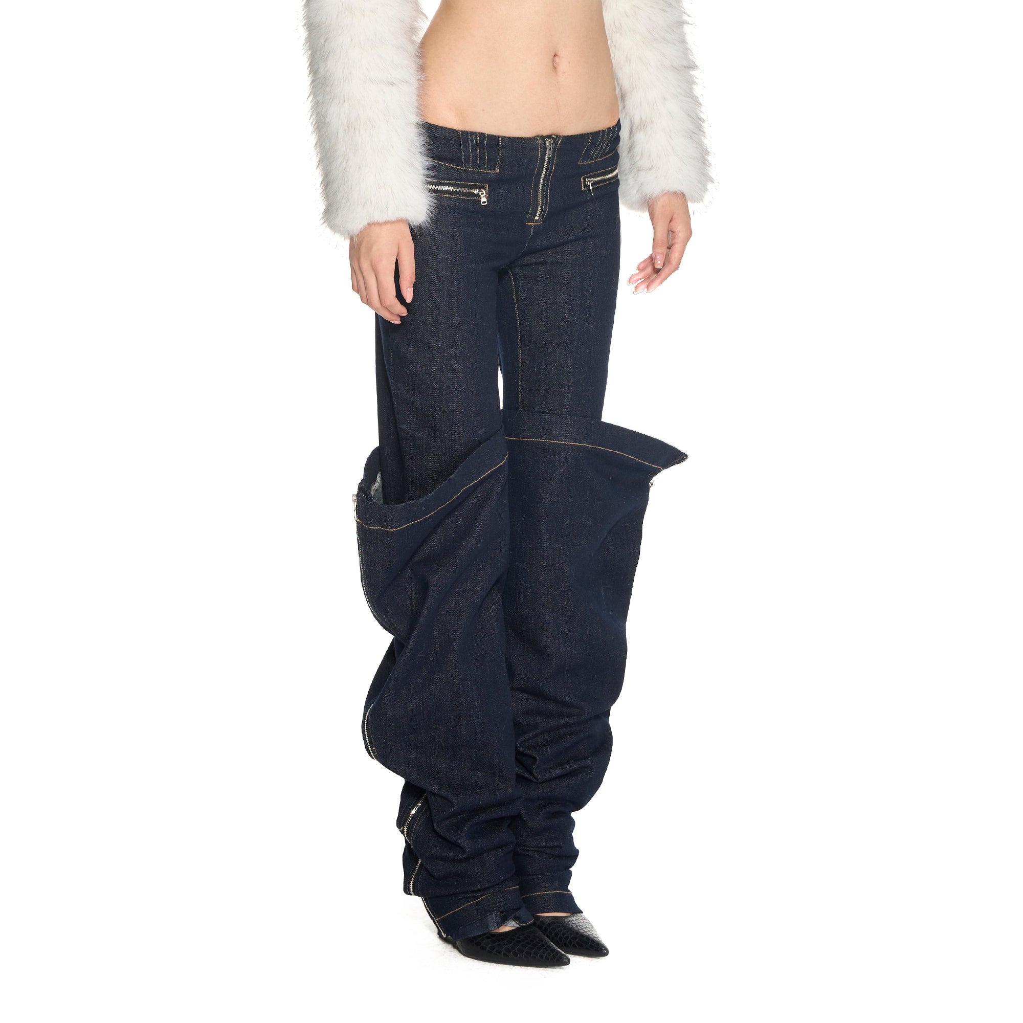 NEVER OFFEND L ANGEL Classic Low-Waist Flared Raw Jeans
