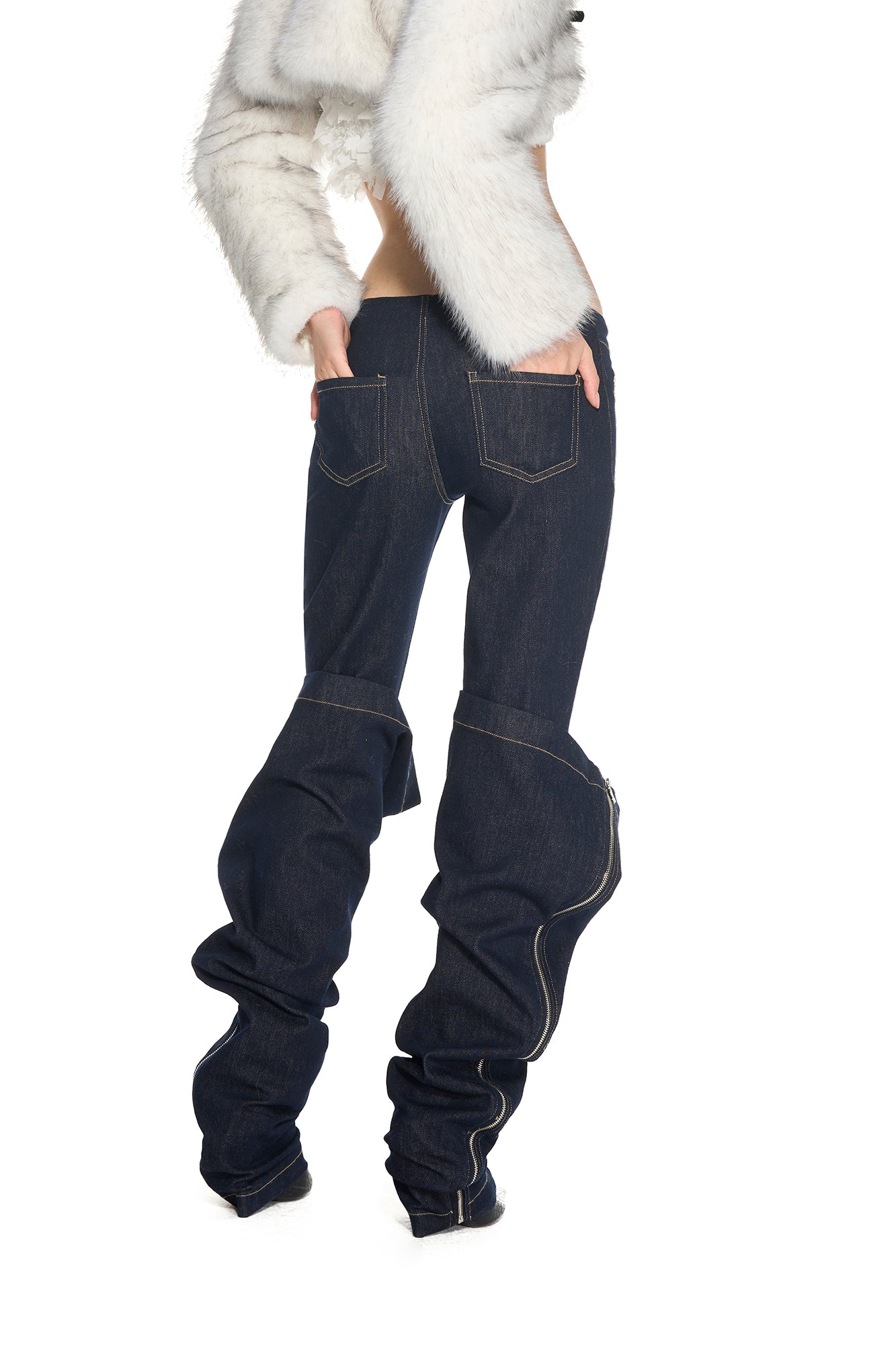 NEVER OFFEND L ANGEL Classic Low-Waist Flared Raw Jeans