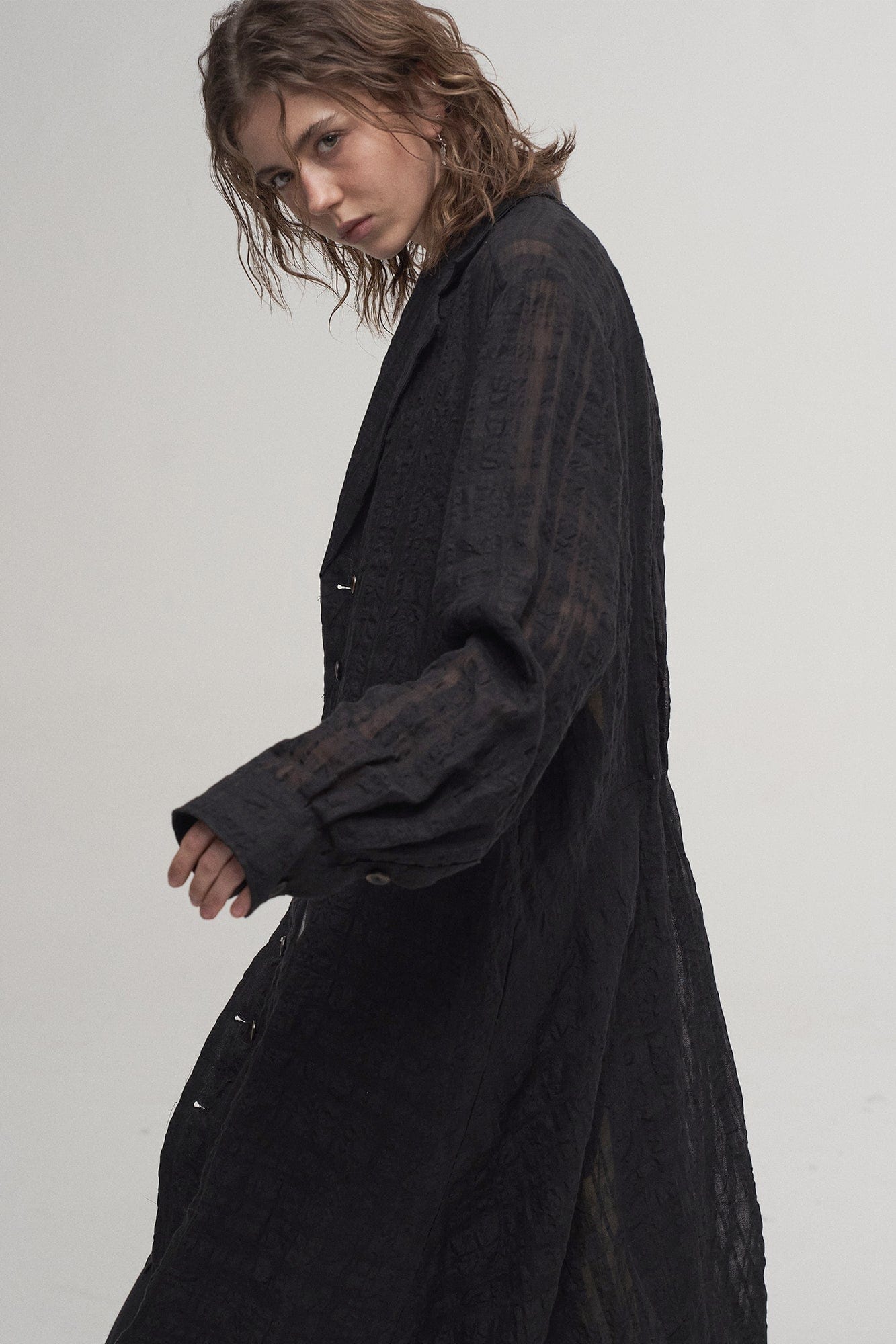 ILNya Nieternite Nifutur Contrast Spliced Striped Sheer Coat, premium urban and streetwear designers apparel on PROJECTISR.com, ILNya Nieternite Nifutur