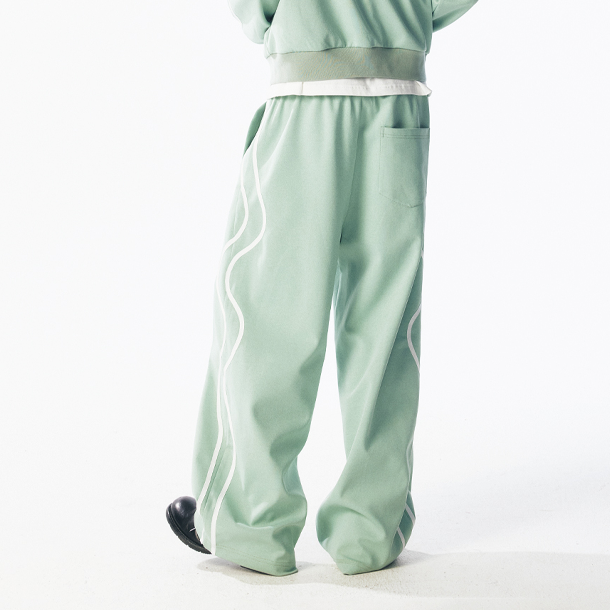 1997 POSTOFFICE Contrast Curved-Stripe Quick-Dry Track Pants