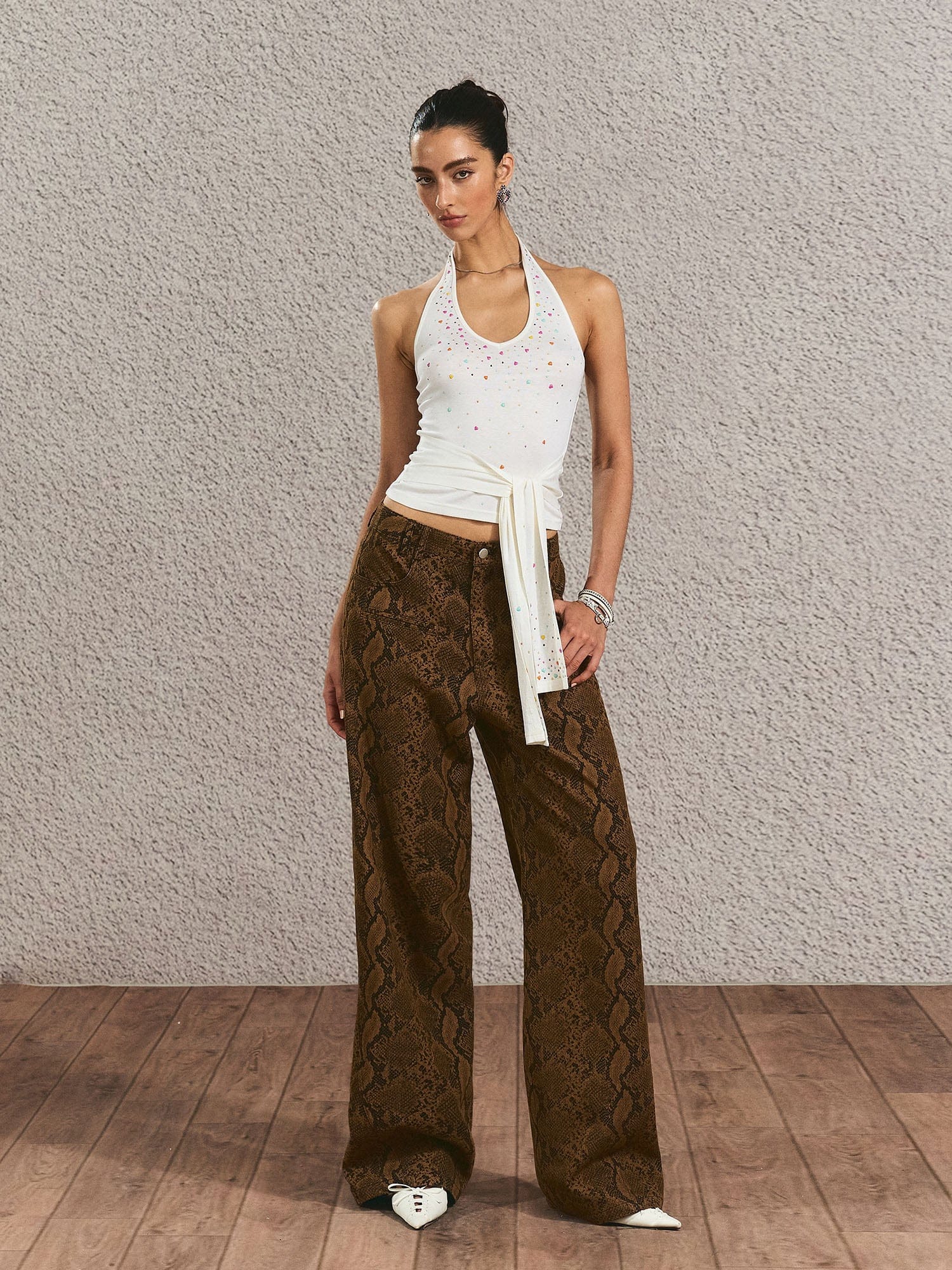 THE NEVERMORE Serpentine Buckled Wide-Leg Pants