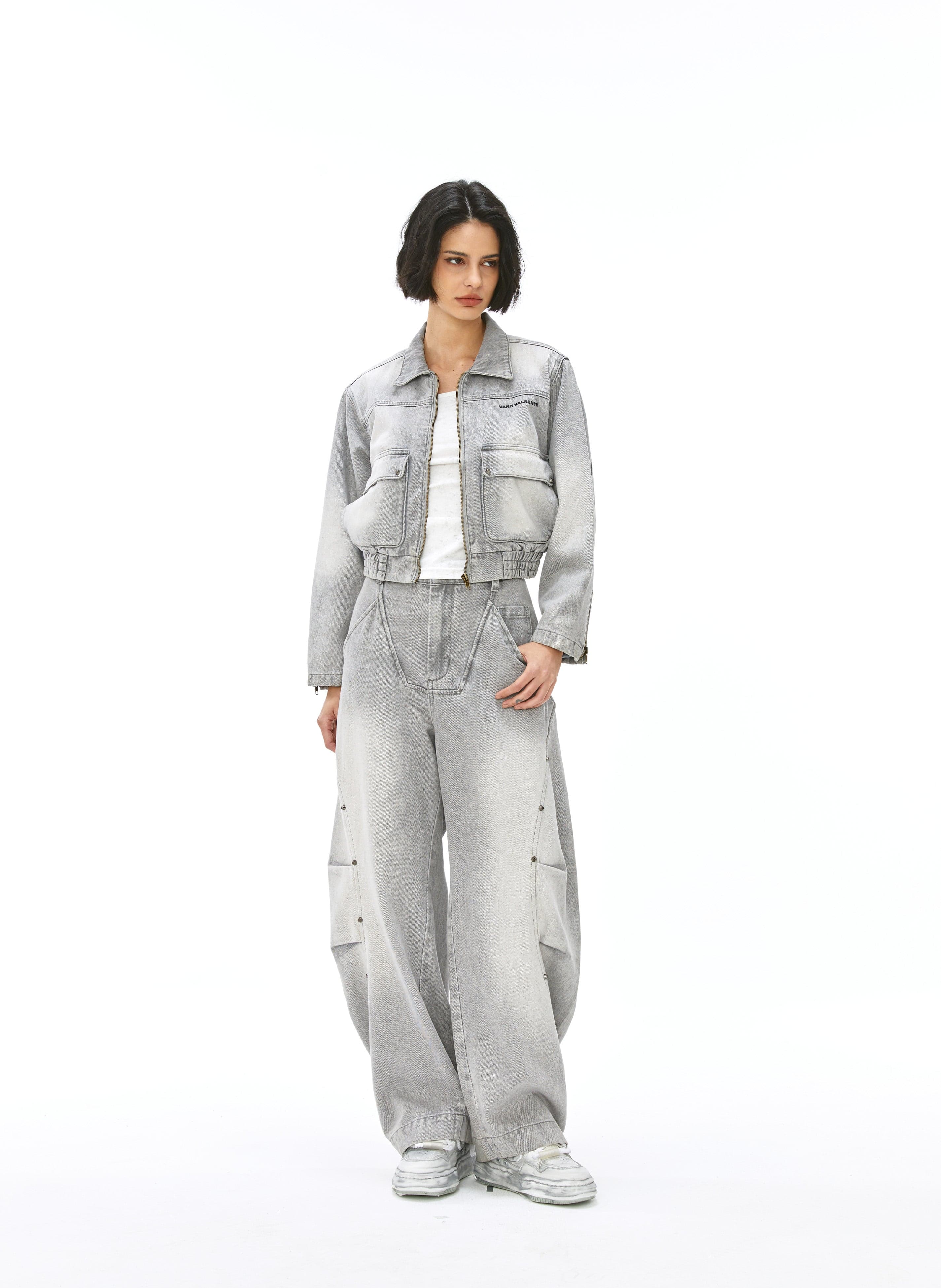 VANN VALRENCE Washed Riveted Curved-Seam Denim Pants, premium urban and streetwear designers apparel on PROJECTISR.com, VANN VALRENCE