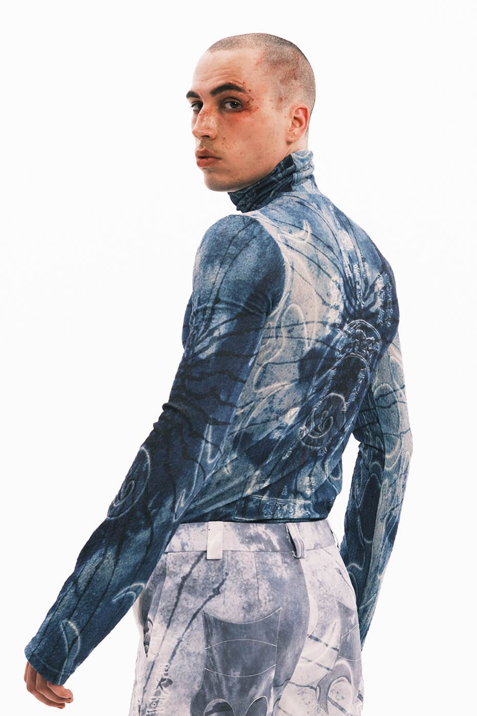 EMBRYO Tie-Dyed Runes Turtleneck L/S Tee, premium urban and streetwear designers apparel on PROJECTISR.com, EMBRYO