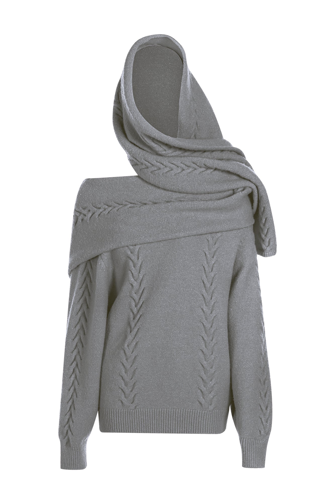 NEVER OFFEND L ANGEL Oversized Draped-Scarf Cable-Knit Sweater