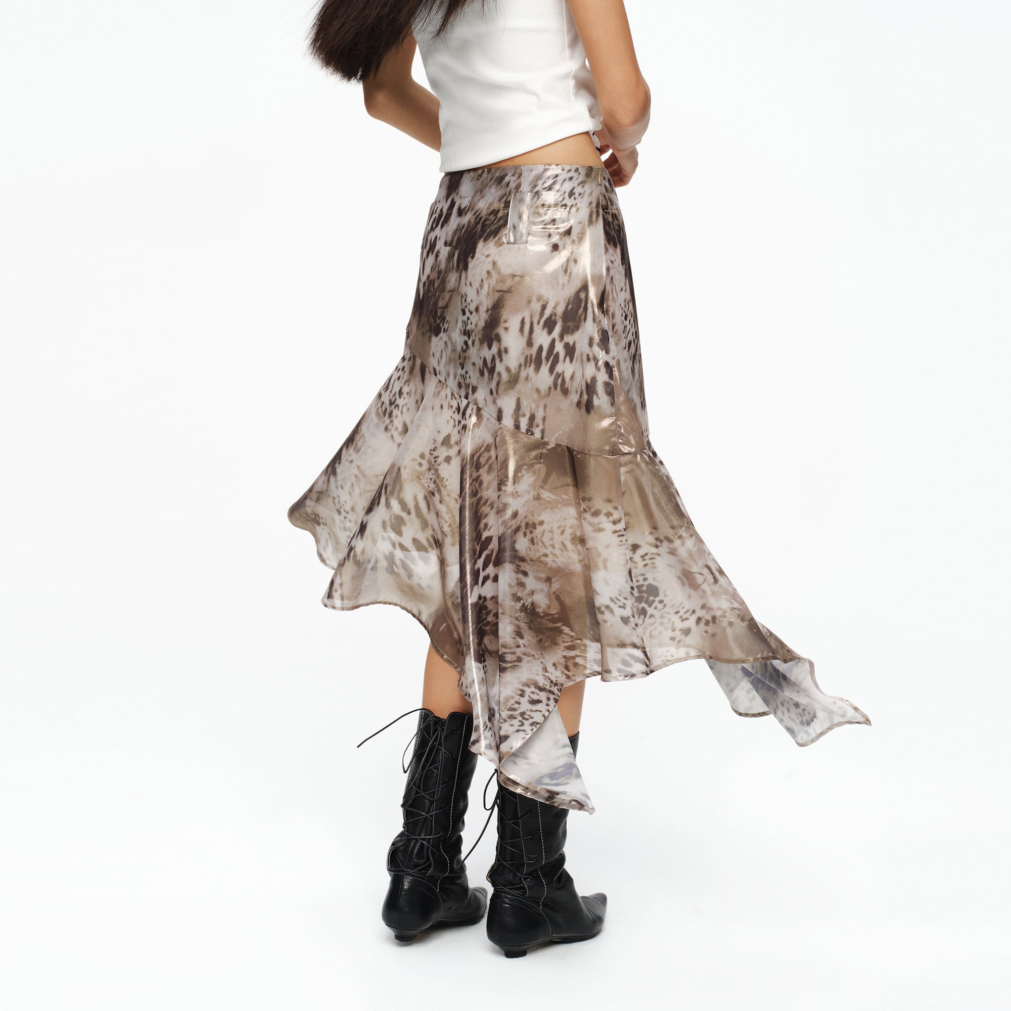 OINIMI Asymmetrical Sheer Fishtail Skirt