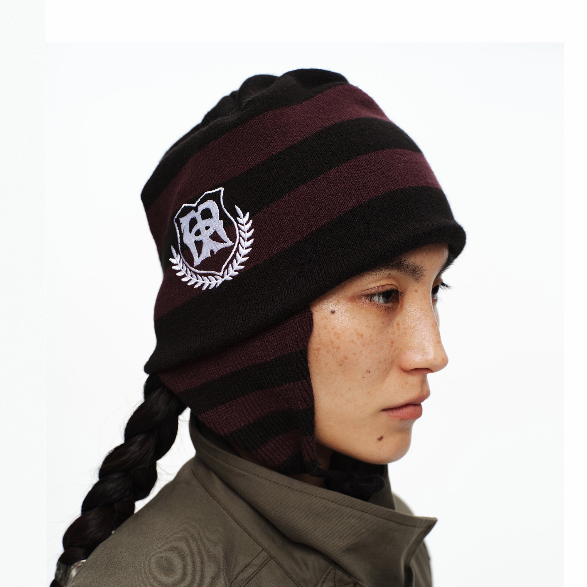 OINIMI Nautical Jacquard Stripe Knit Flight Cap