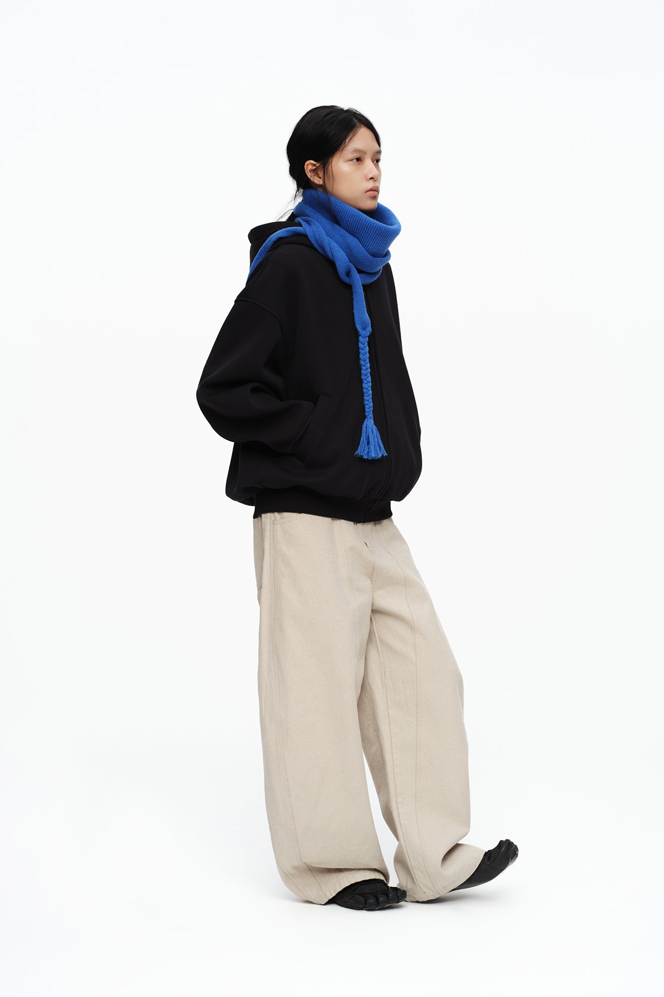 OINIMI Braided Tassel Ribbed Scarf