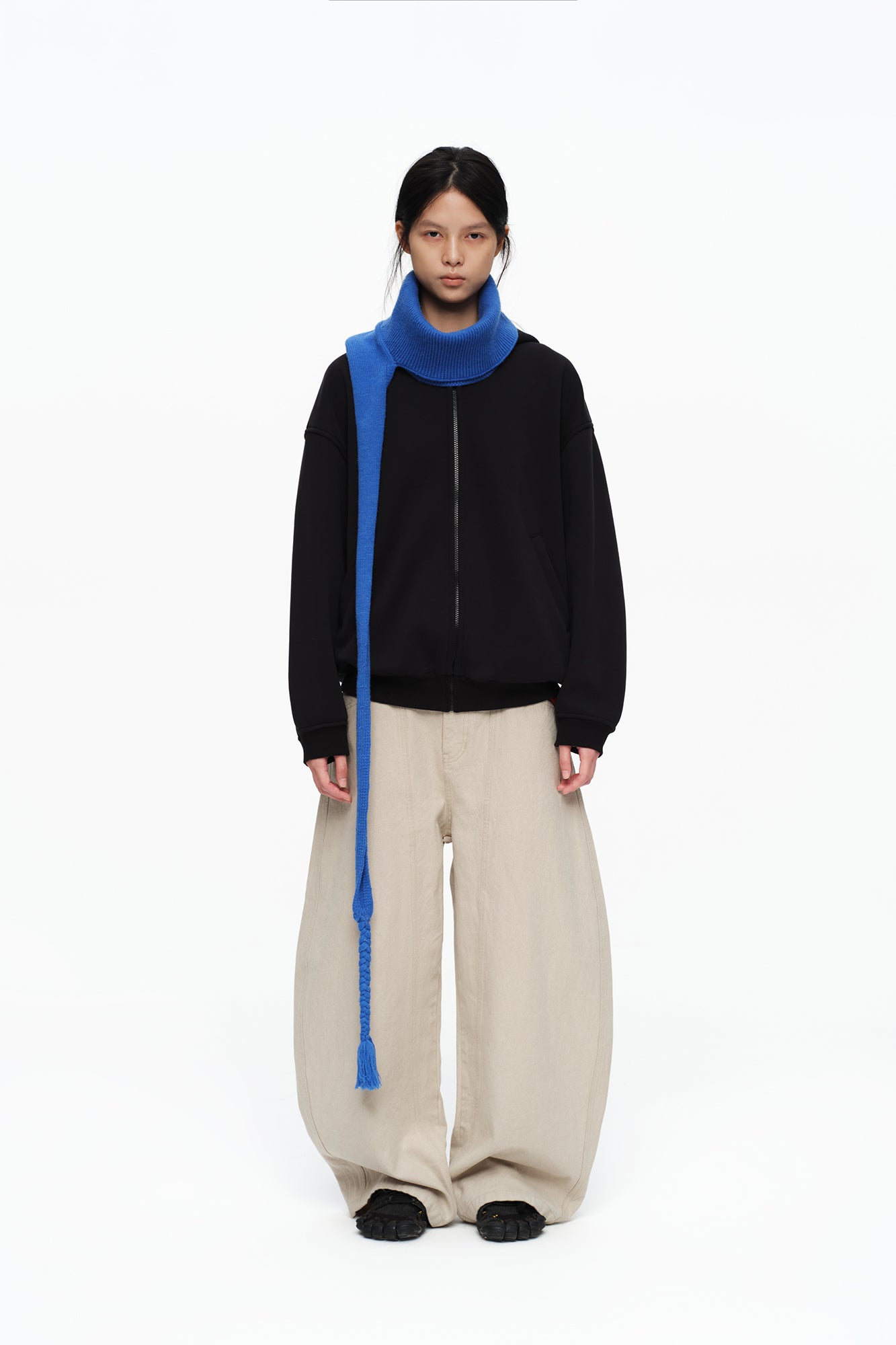 OINIMI Braided Tassel Ribbed Scarf