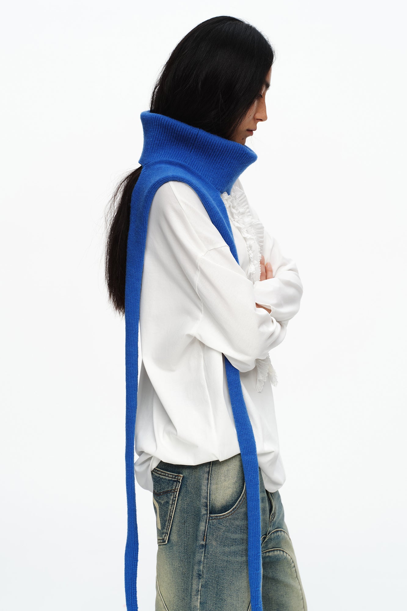 OINIMI Braided Tassel Ribbed Scarf