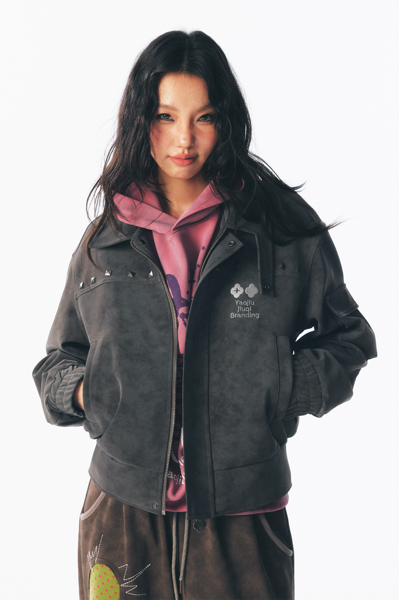 1997 POSTOFFICE Star Patch Studded Cropped Jacket