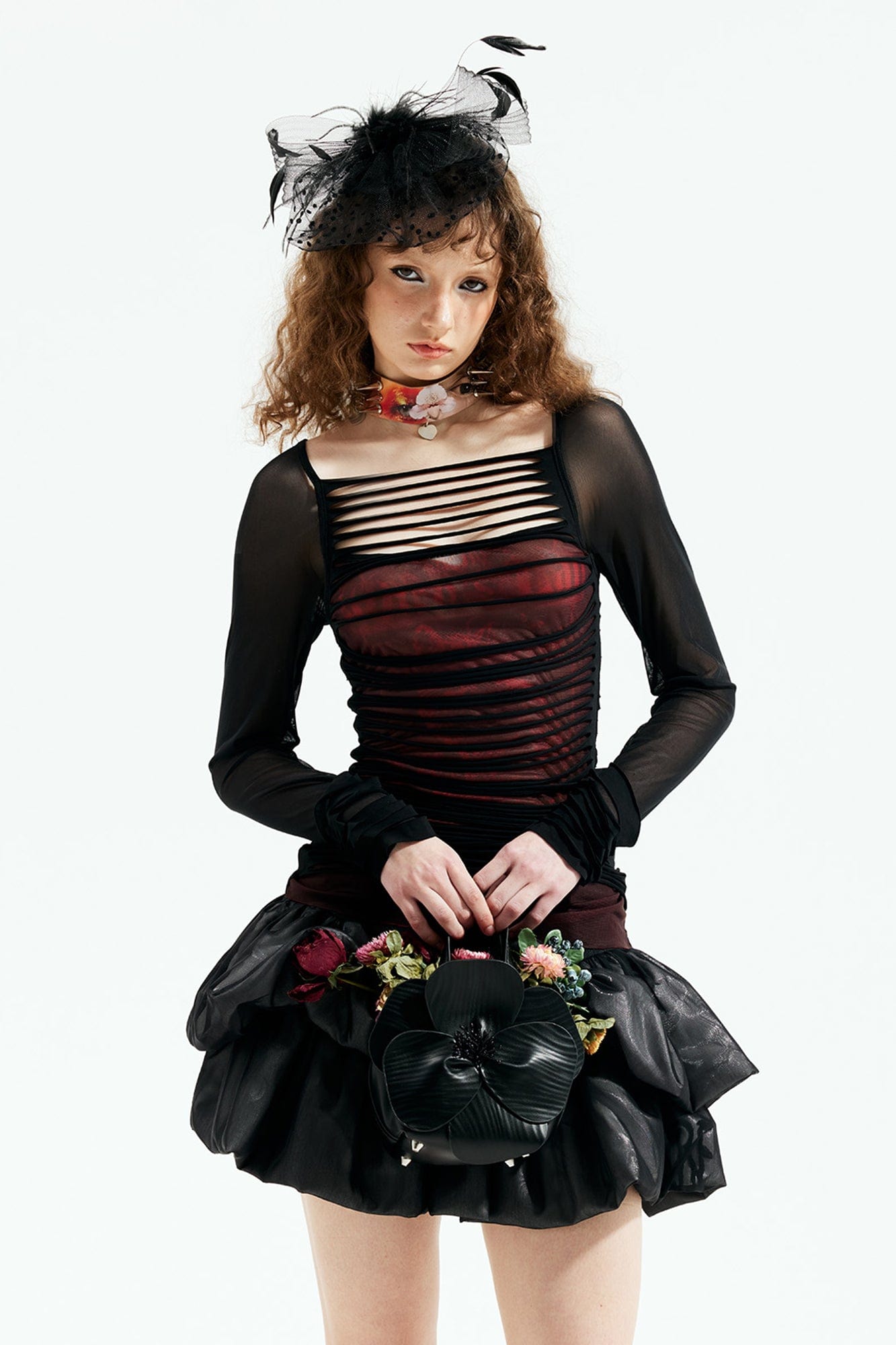 EMOHA Ripped Sheer Long Sleeve Top Black