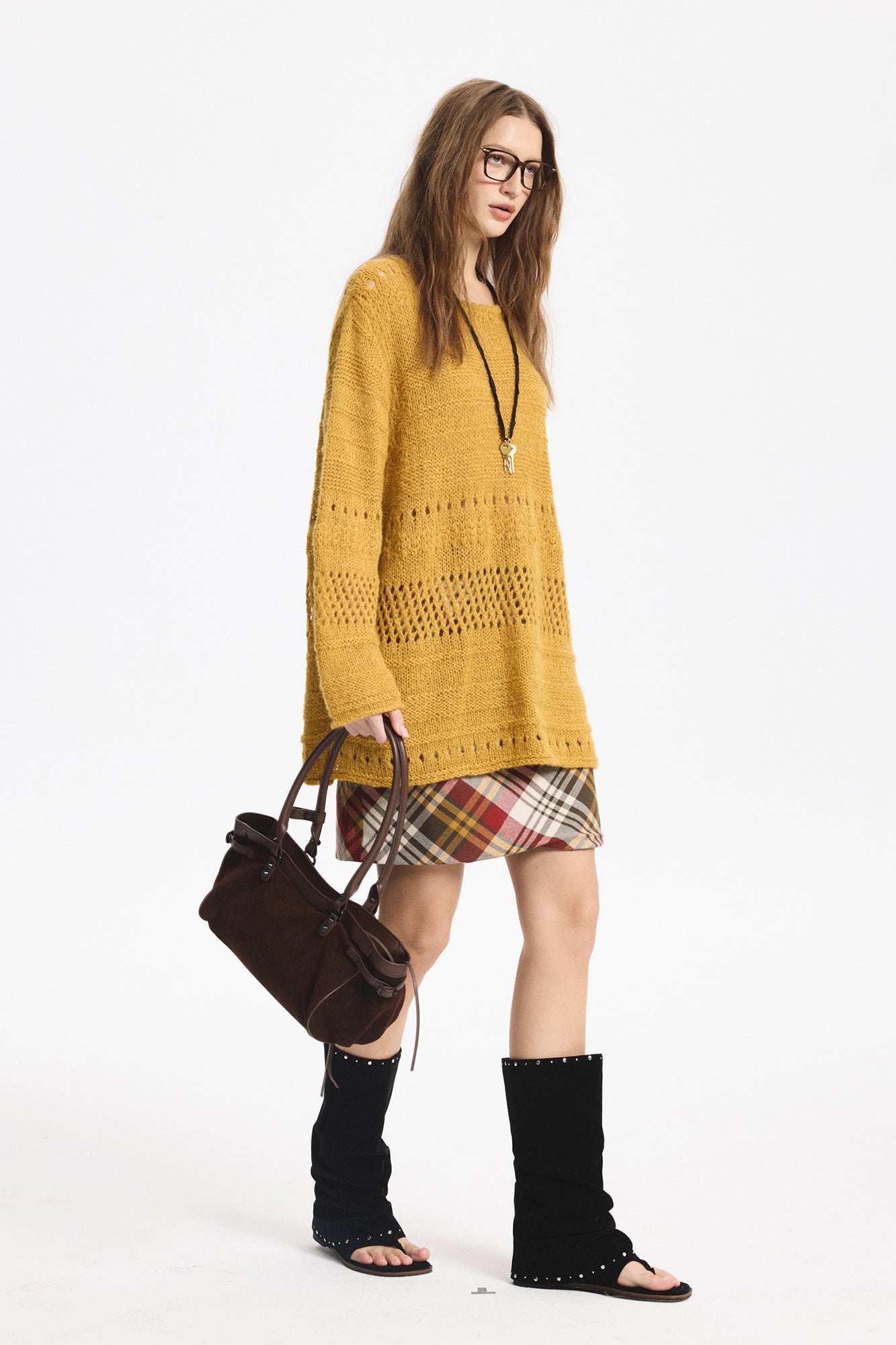 LEONSENSE Mohair-Blend Open-Knit Oversized Sweater