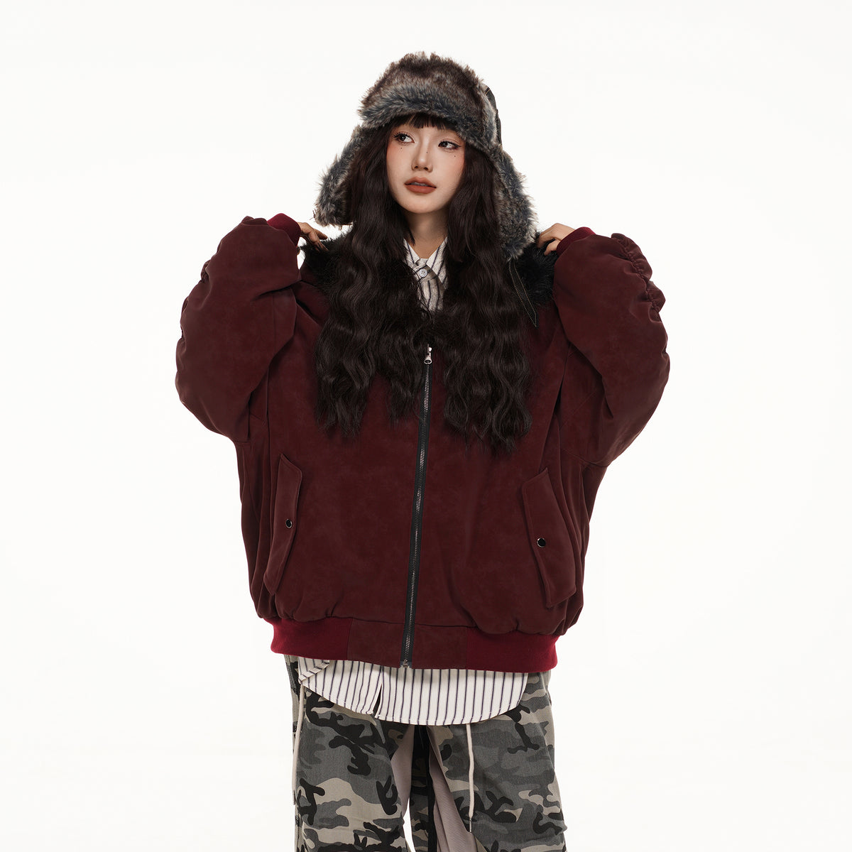 FREE CENTER Reversible Hooded Puffer Jacket